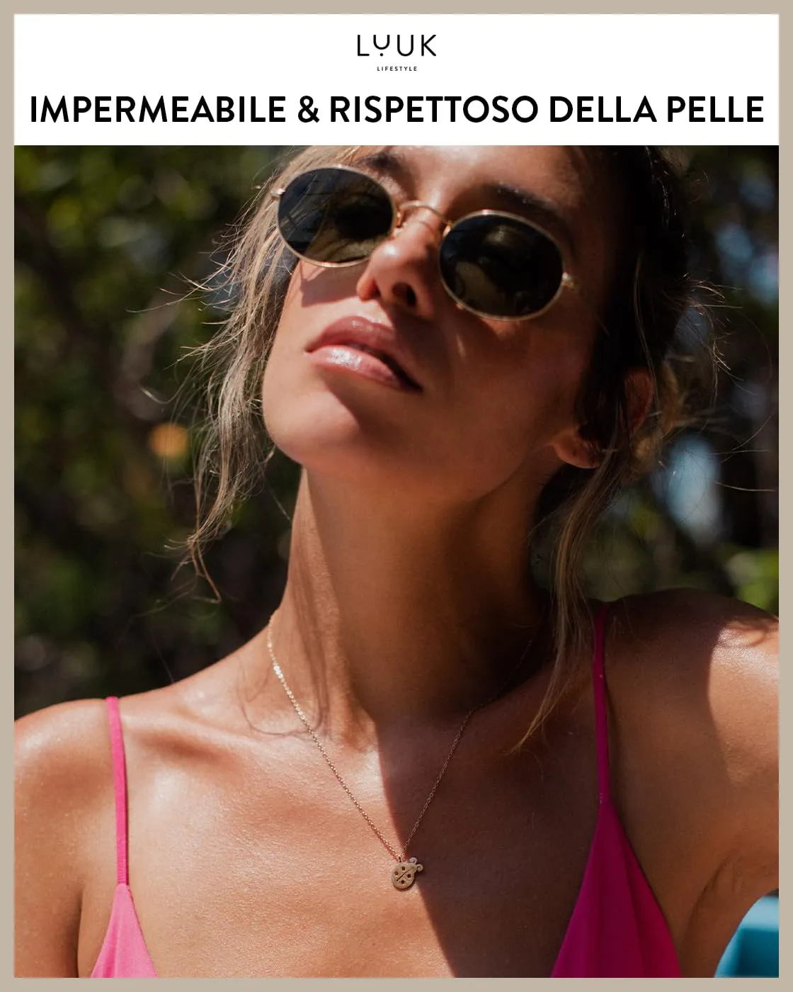 LUUK LIFESTYLE Collana in Acciaio Inox con Ciondolo Coccinella, Oro Rosa, 50cm - immagine 2