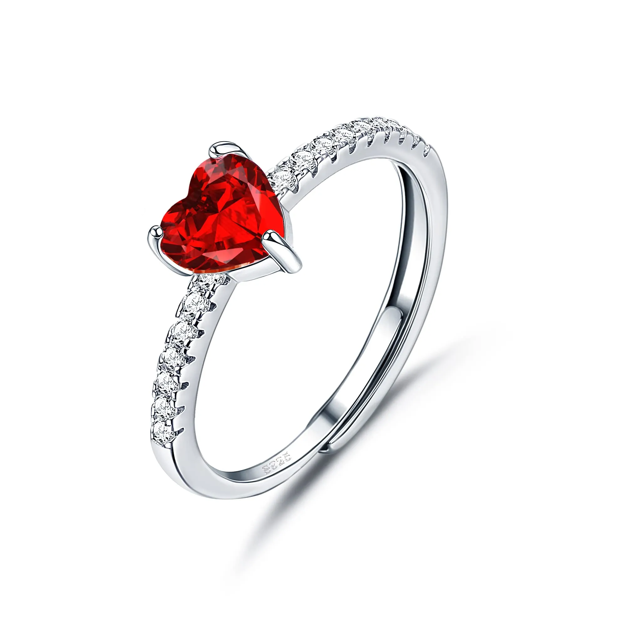 JeweBella Anello Cuore in Argento 925 con Zirconia Cubica, Regolabile - immagine 1