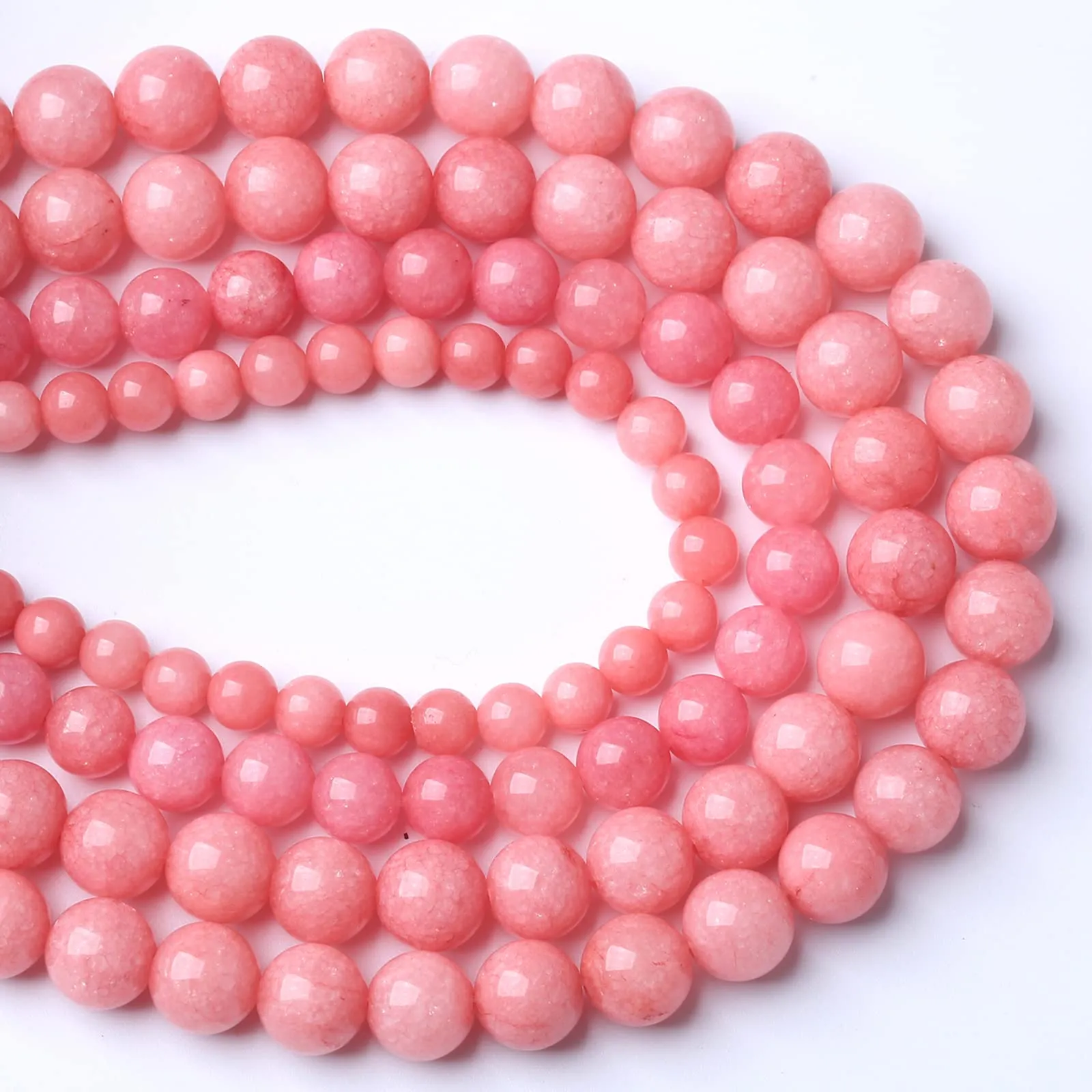LOSKOSSLTDD1 90 Perline di Giada Rosa in Pietra Naturale, 8 mm, 2 Fili - immagine 3