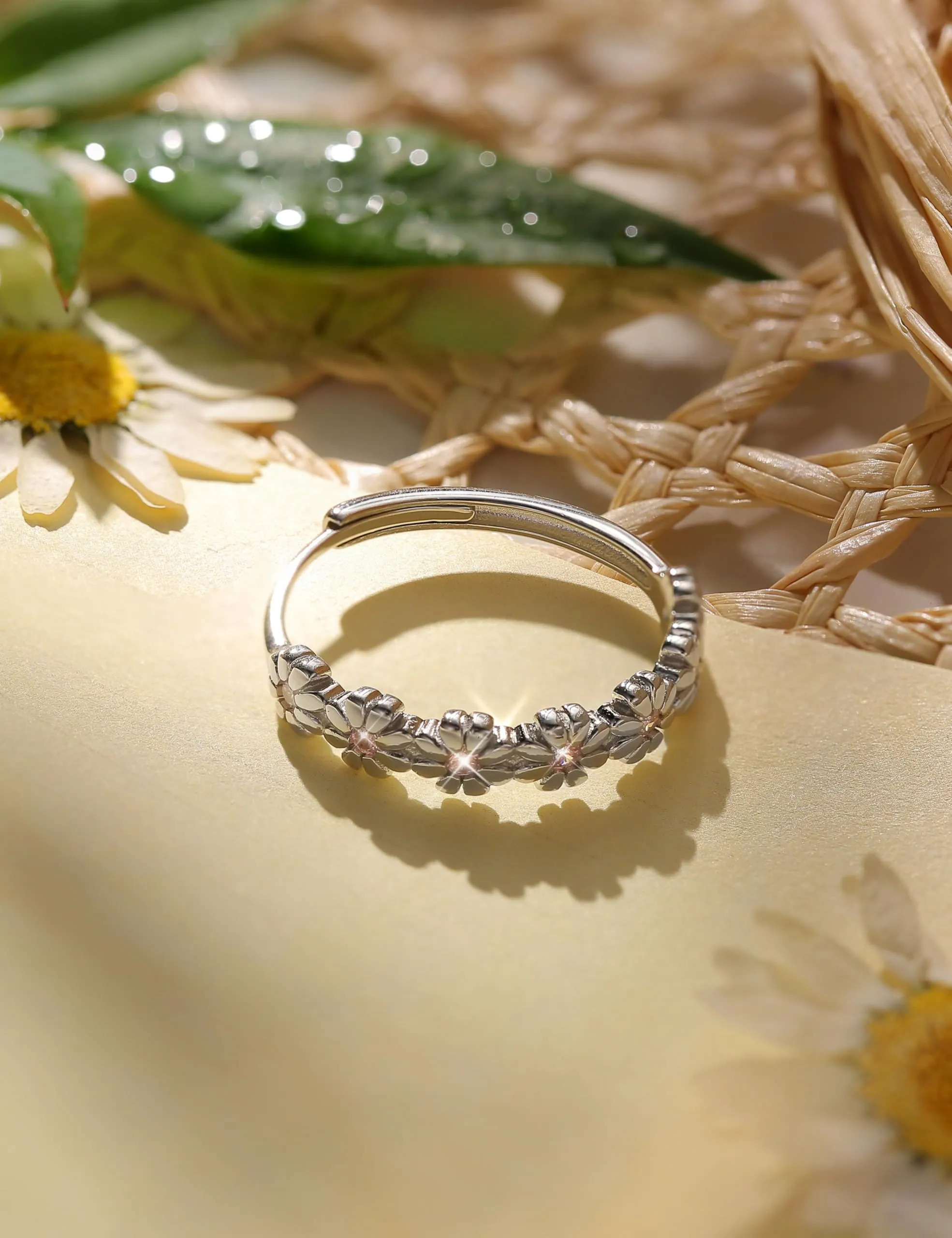 Milacolato Anello Margherita in Argento 925 con Zircone Cubico Rosa, Regolabile - immagine 3