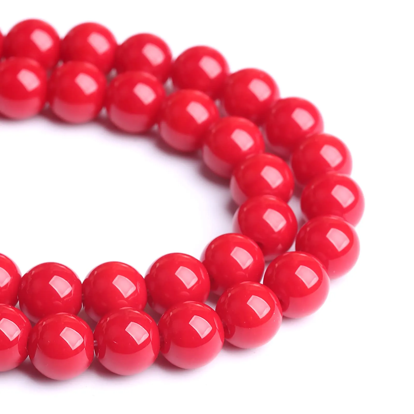 LOSKOSSLTDD1 90 Perline Distanziali Rotonde in Vetro Rosso, 8 mm - immagine 4