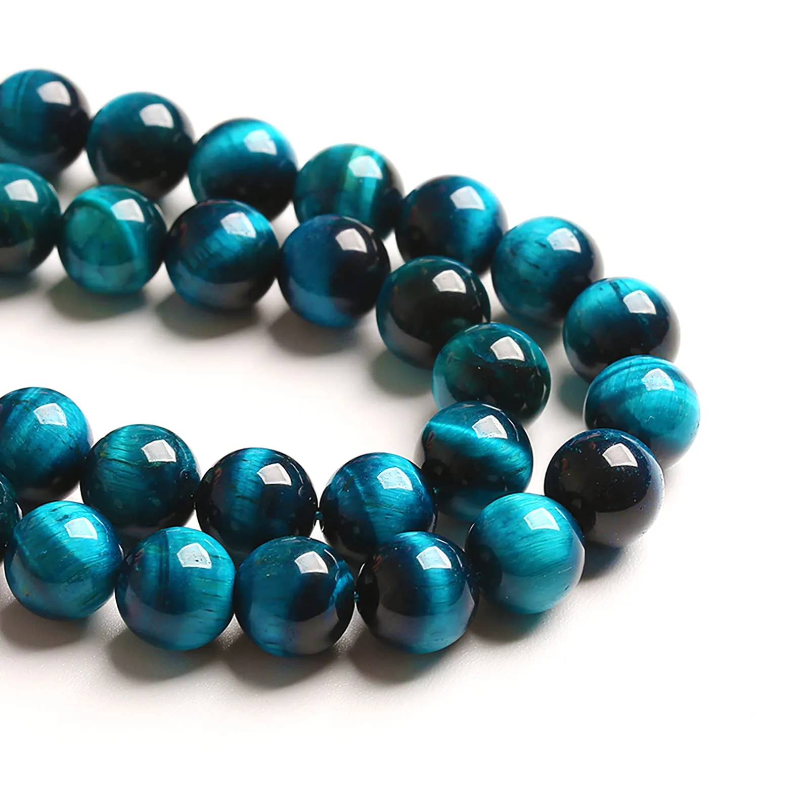 LOSKOSSLTDD1 36 Perline Blu Occhio di Tigre, Pietra Naturale 10 mm, Filo da 38,1 cm - immagine 3