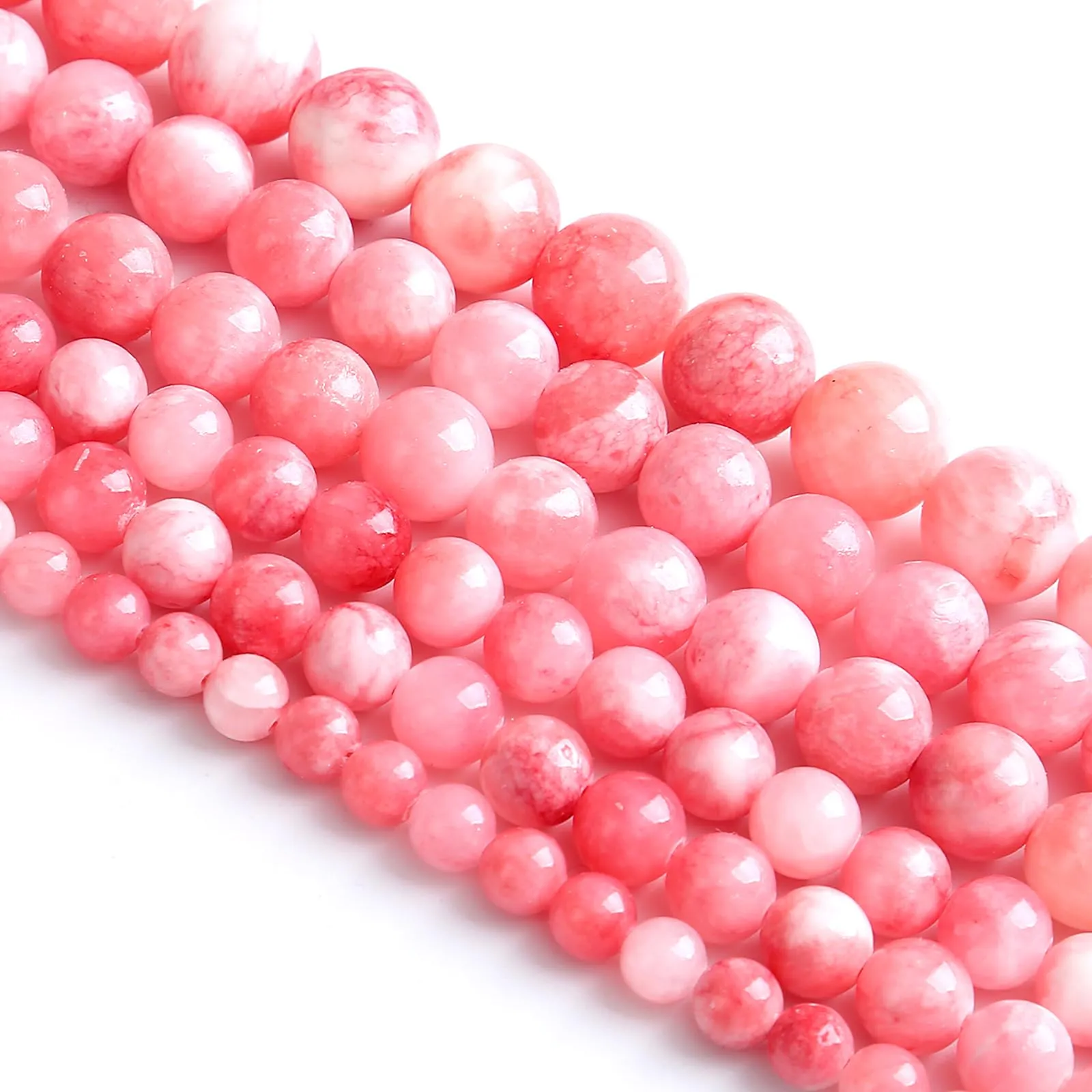 LOSKOSSLTDD1 Perline in Giada Persiana Rosa, 4 mm, 160 Pezzi, 2 Fili - immagine 3