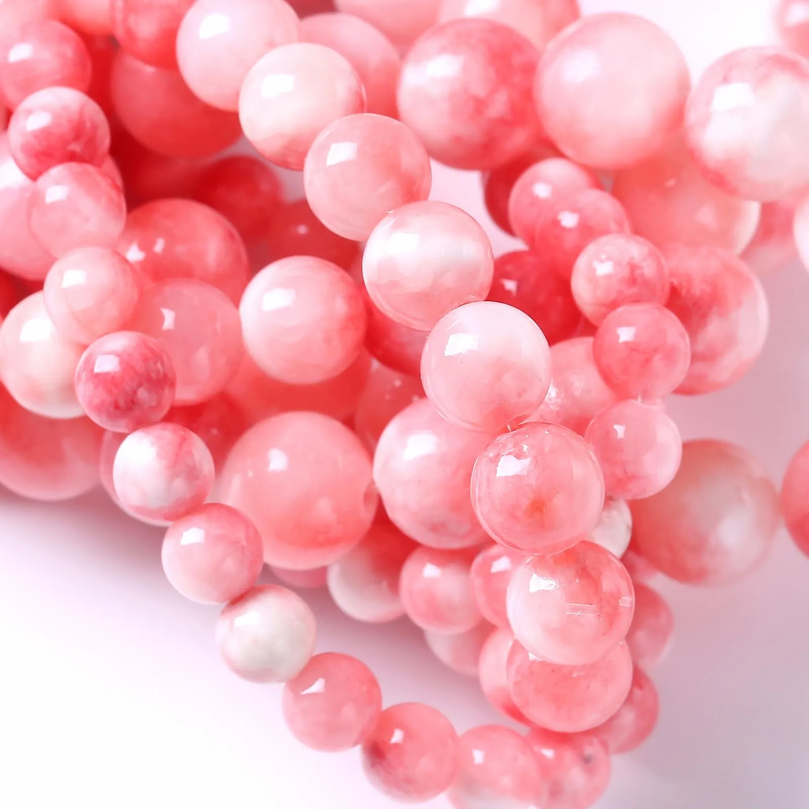 LOSKOSSLTDD1 Perline in Giada Persiana Rosa, 4 mm, 160 Pezzi, 2 Fili - immagine 5