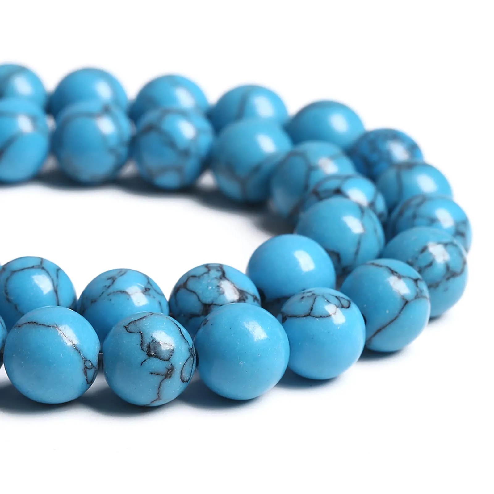 LOSKOSSLTDD1 Perline in Turchese Blu 6 mm, 60 Pezzi per Gioielli Fai da Te - immagine 2