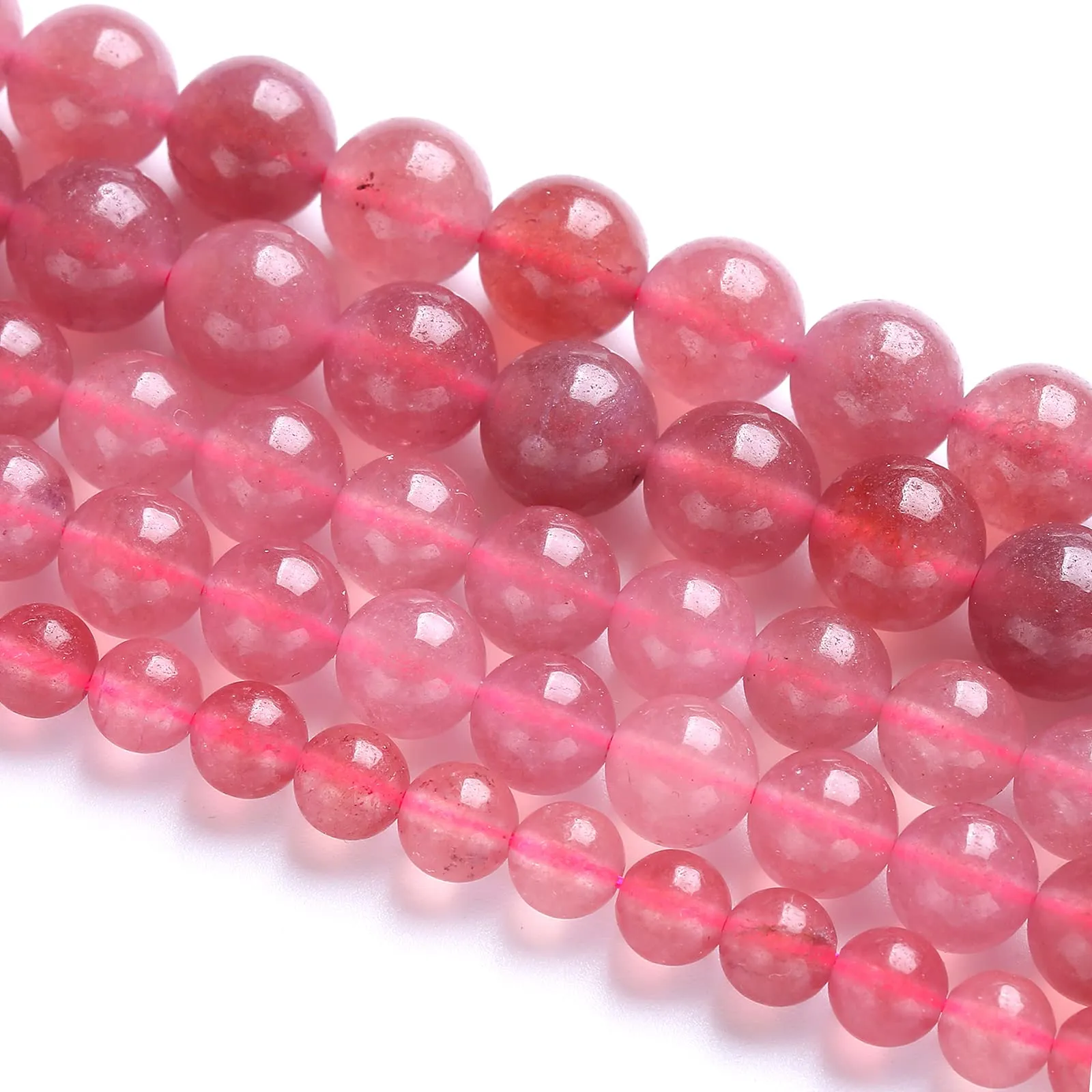 LOSKOSSLTDD1 60 Perline in Quarzo Naturale Fragola Giada 6mm per Gioielli Fai da Te - immagine 5