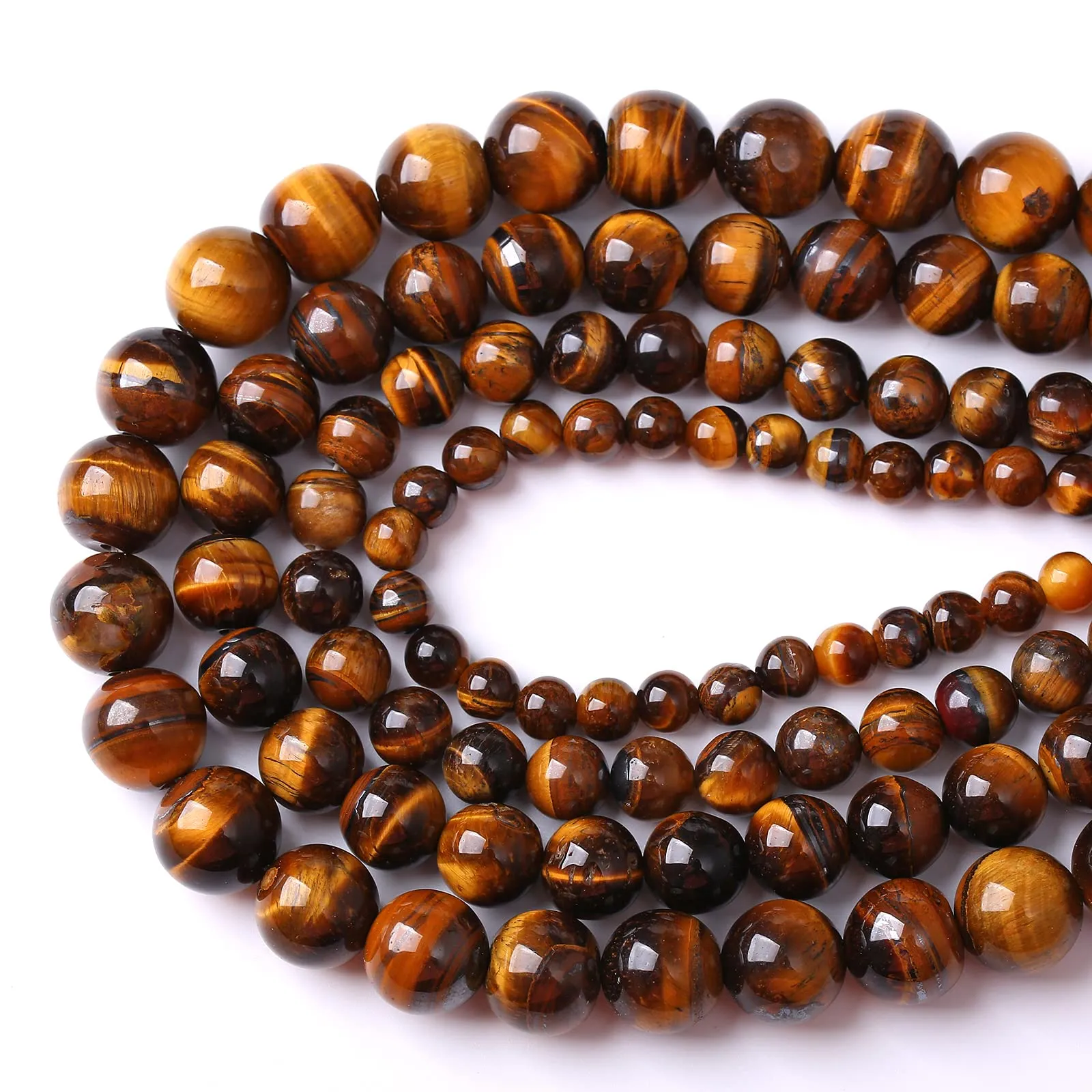 LOSKOSSLTDD1 30 Pezzi Pietra Naturale Occhio di Tigre Gialla 12 mm per Gioielli Fai da Te - immagine 3