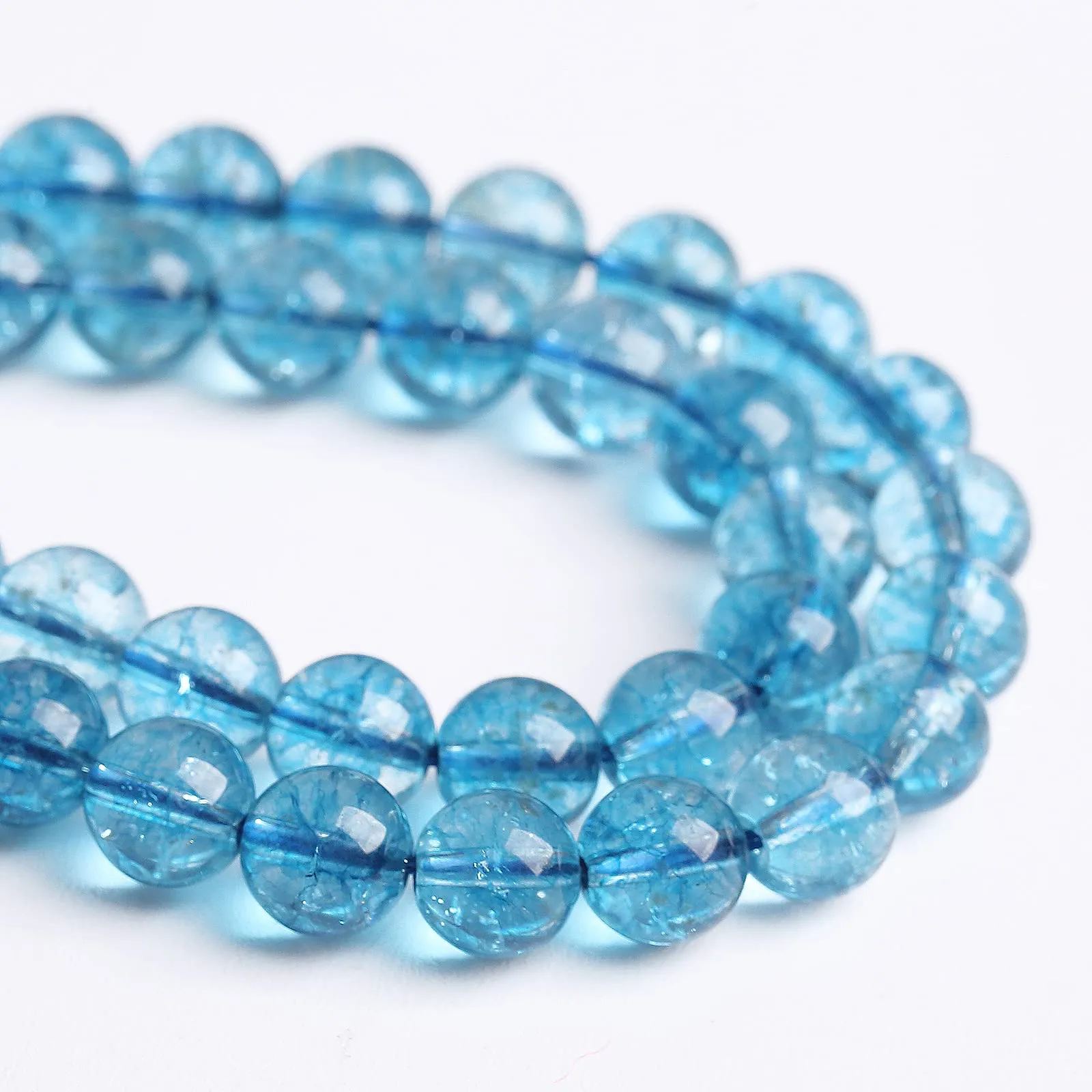LOSKOSSLTDD1 36 Perline in Cristallo di Quarzo Craquelé, 10 mm, Blue Crystal - immagine 4