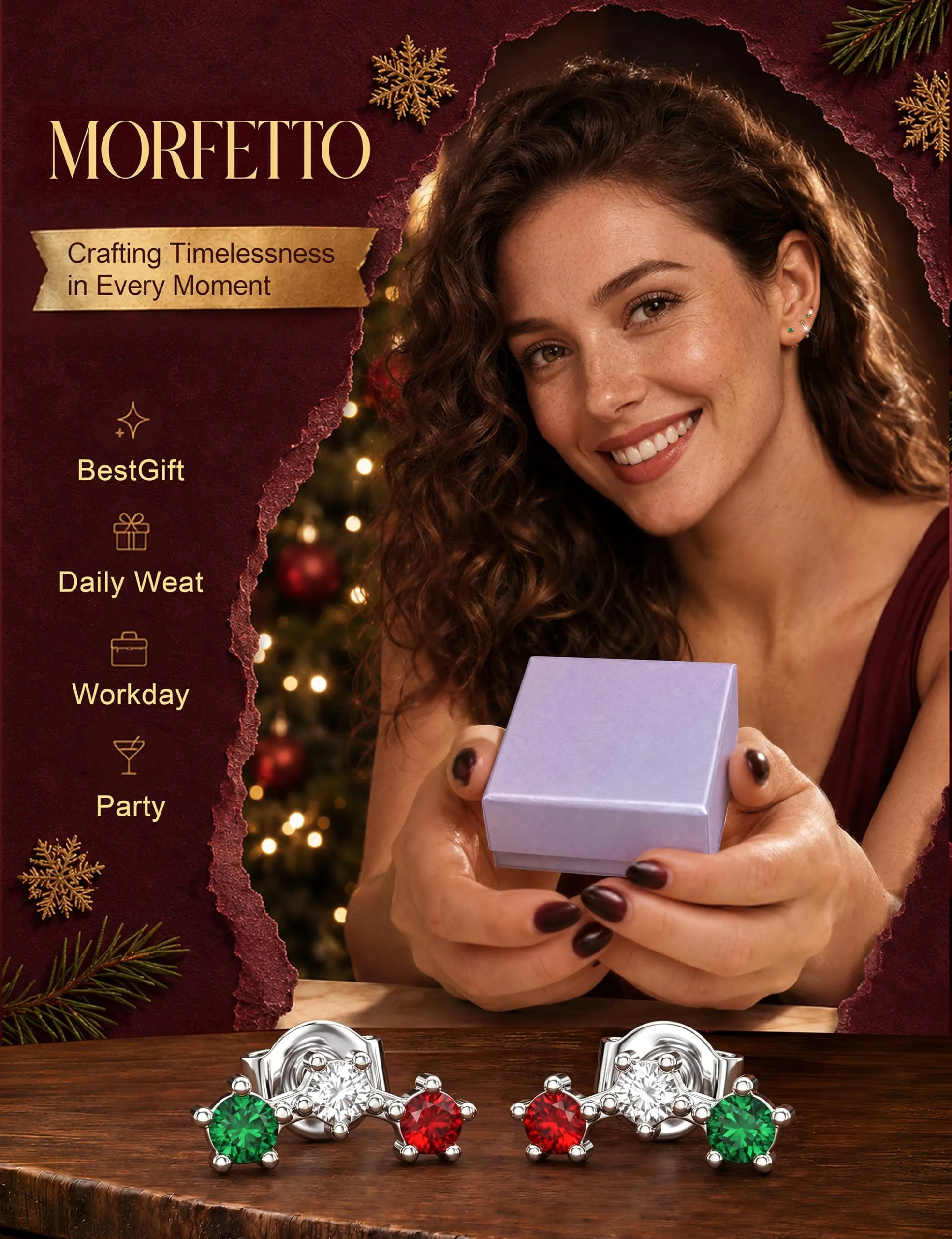 Morfetto Orecchini a Cerchio in Argento Sterling 925 con CZ, Set 3 Paia, 10 mm, S11 - immagine 6
