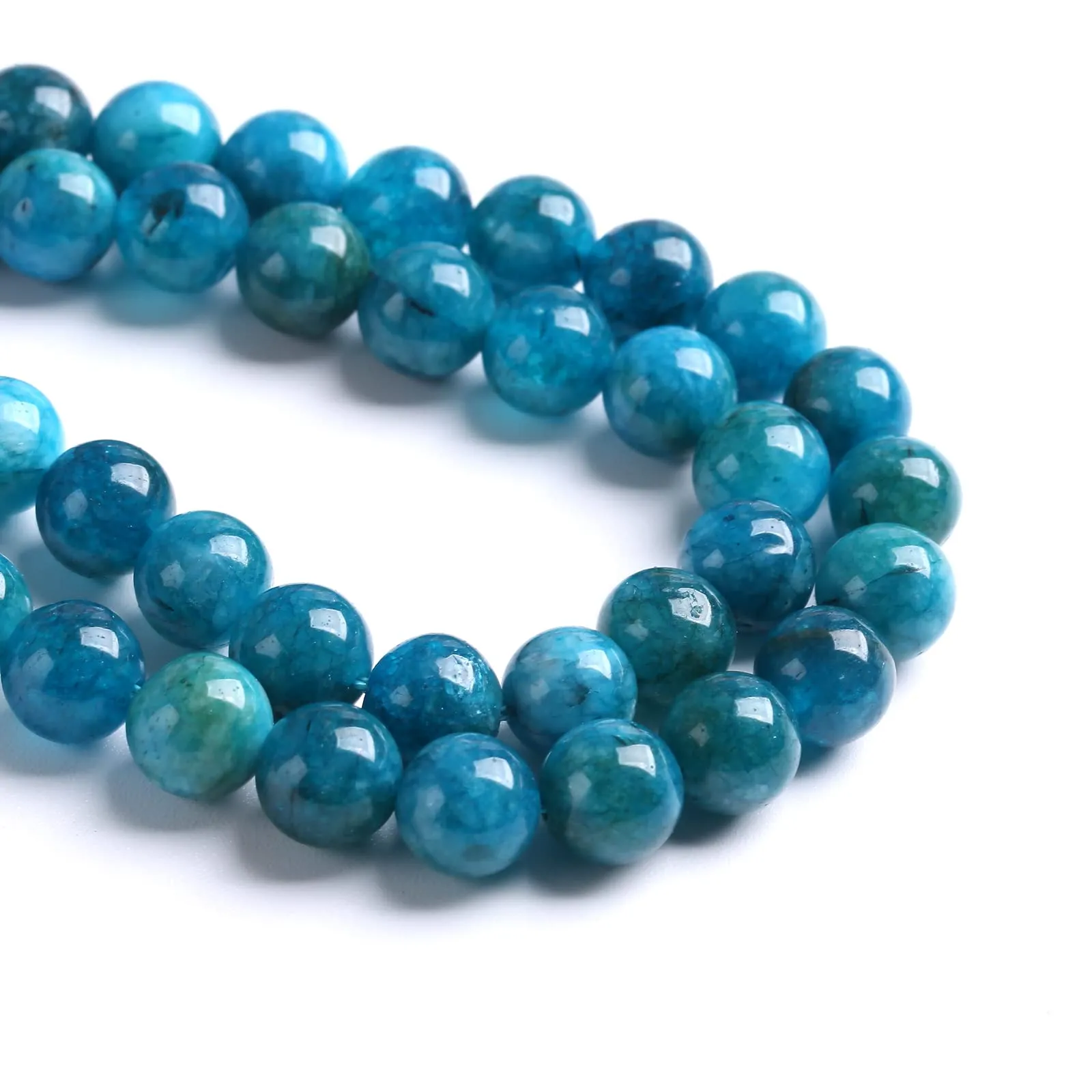 LOSKOSSLTDD1 Perline in Apatite Blu 10 mm, 75 Pezzi (2 Fili) - immagine 1