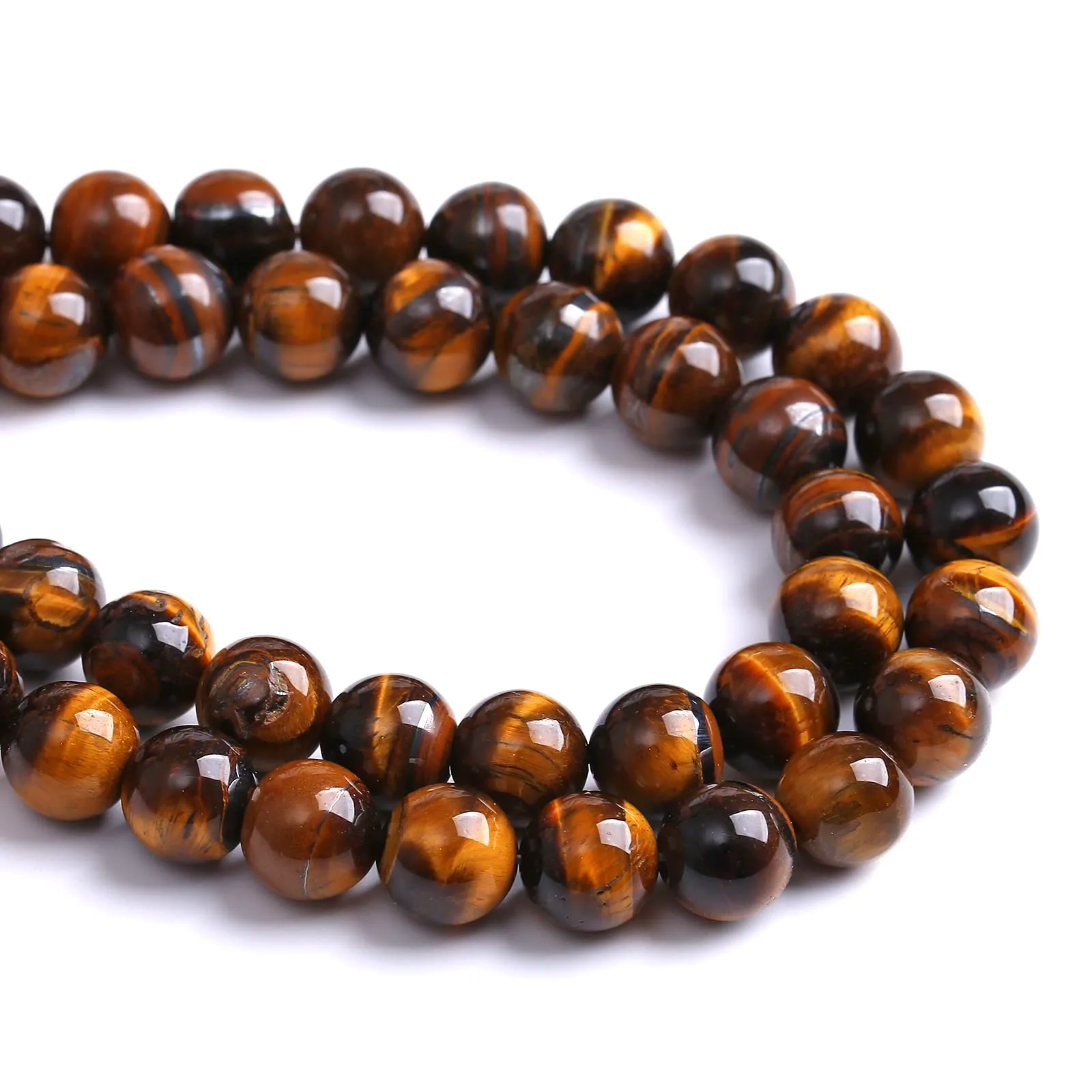 LOSKOSSLTDD1 Perle in Occhio di Tigre Giallo e Ferro 10mm, 36 Pezzi per Gioielli Fai da Te - immagine 3
