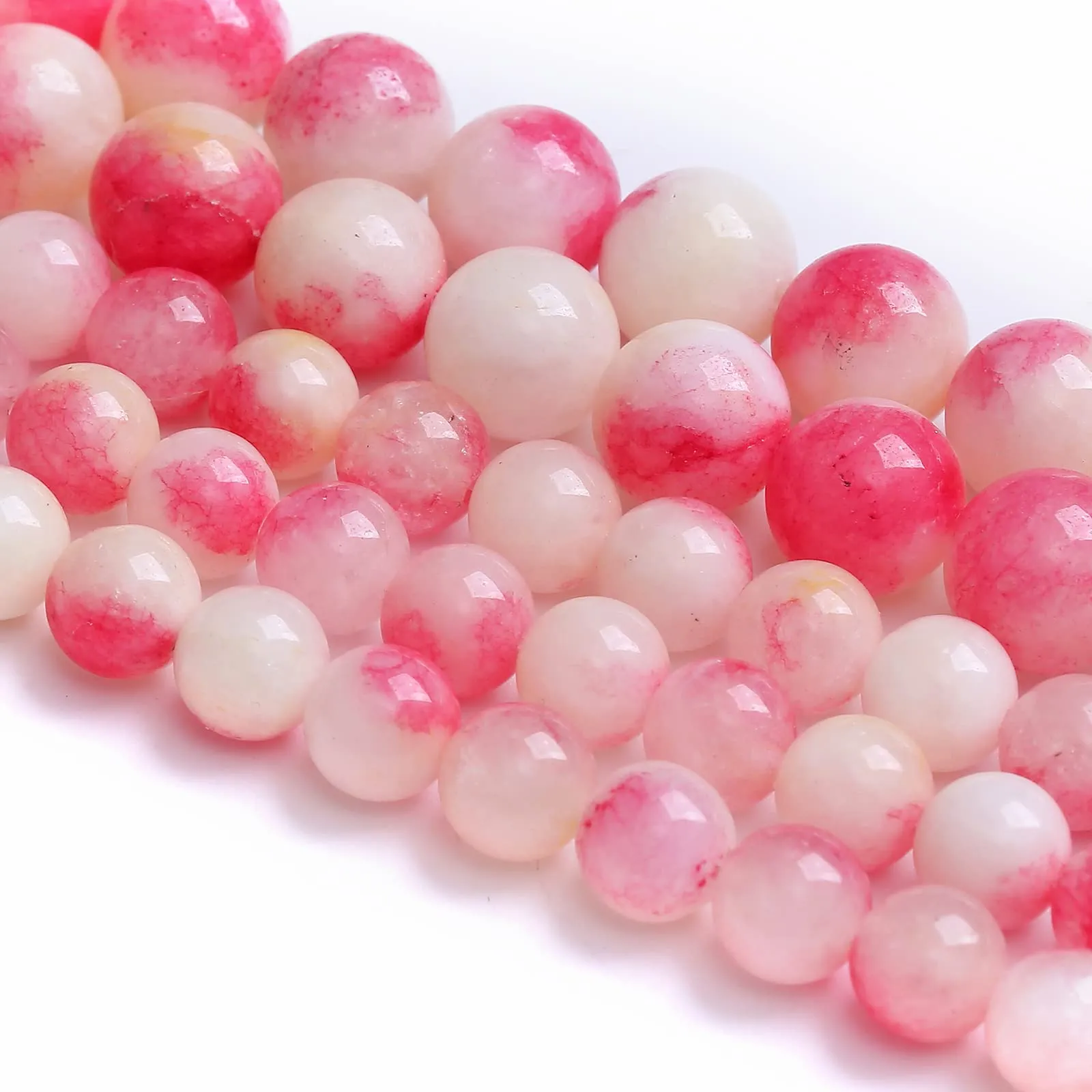 LOSKOSSLTDD1 Perline di Giada Rosa Tormalina 6mm, 2 Fili - immagine 4