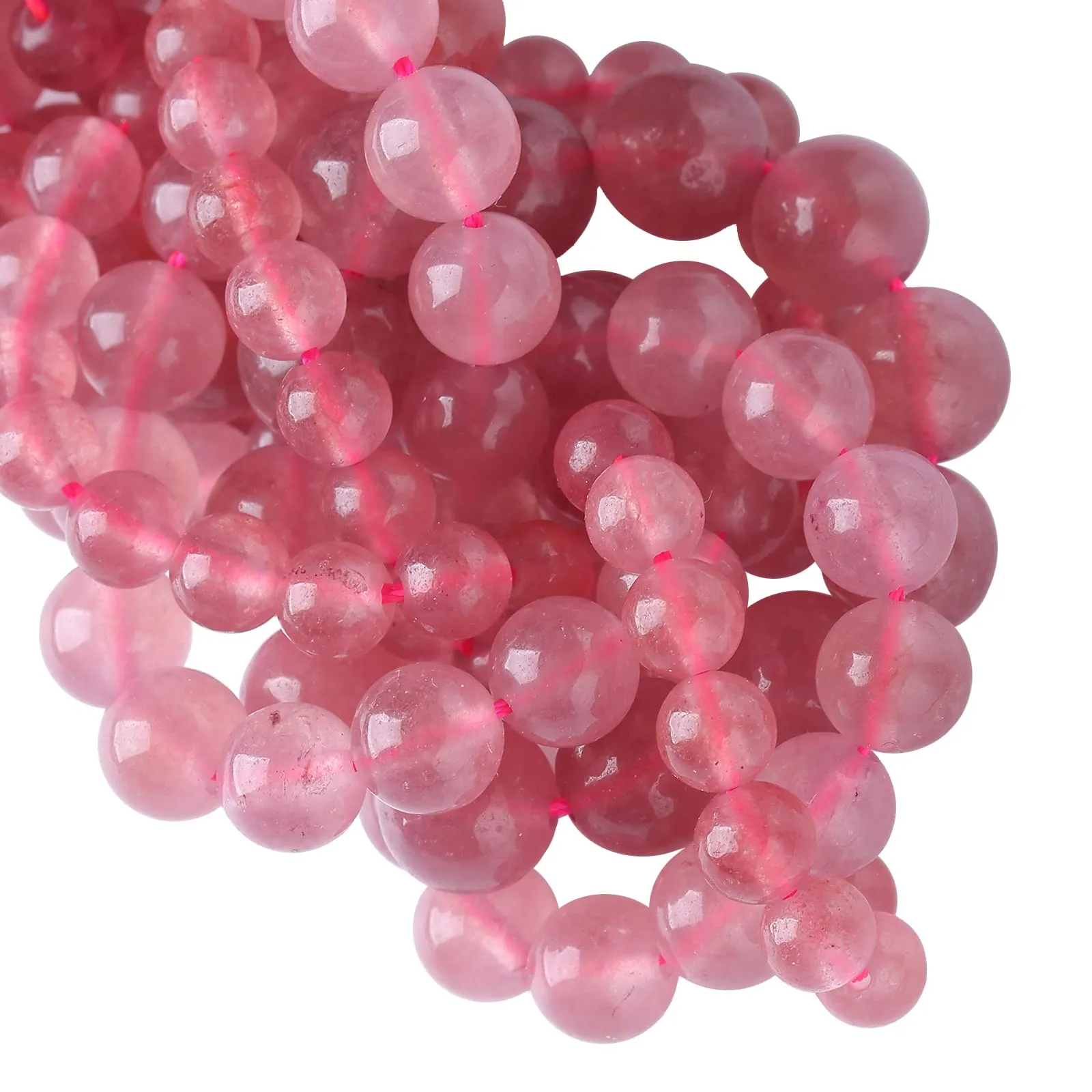 LOSKOSSLTDD1 36 Perline in Quarzo Fragola Naturale, 10 mm - immagine 2