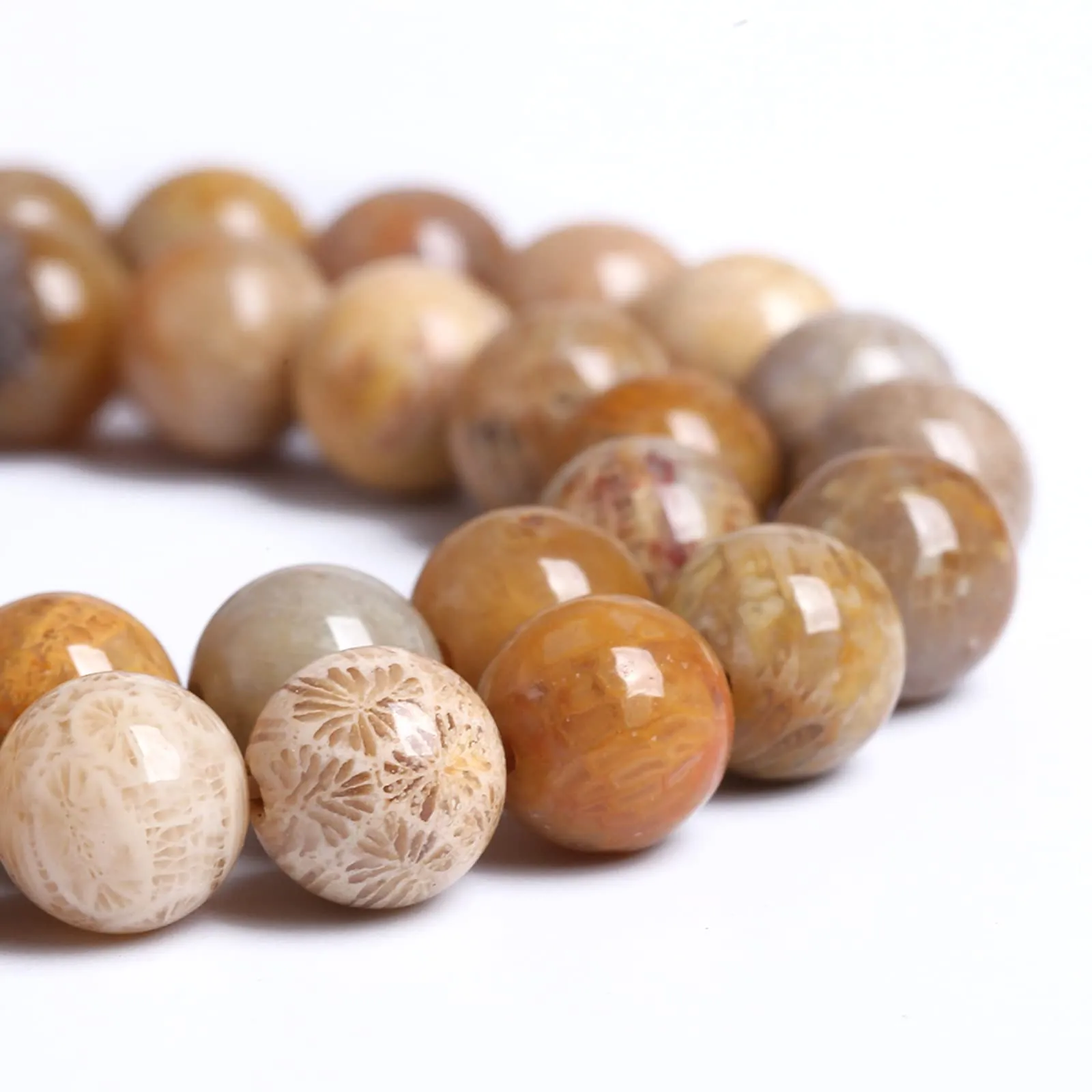 LOSKOSSLTDD1 36 Perline in Pietra Naturale Corallo, Giada e Crisantemo 10mm - immagine 4