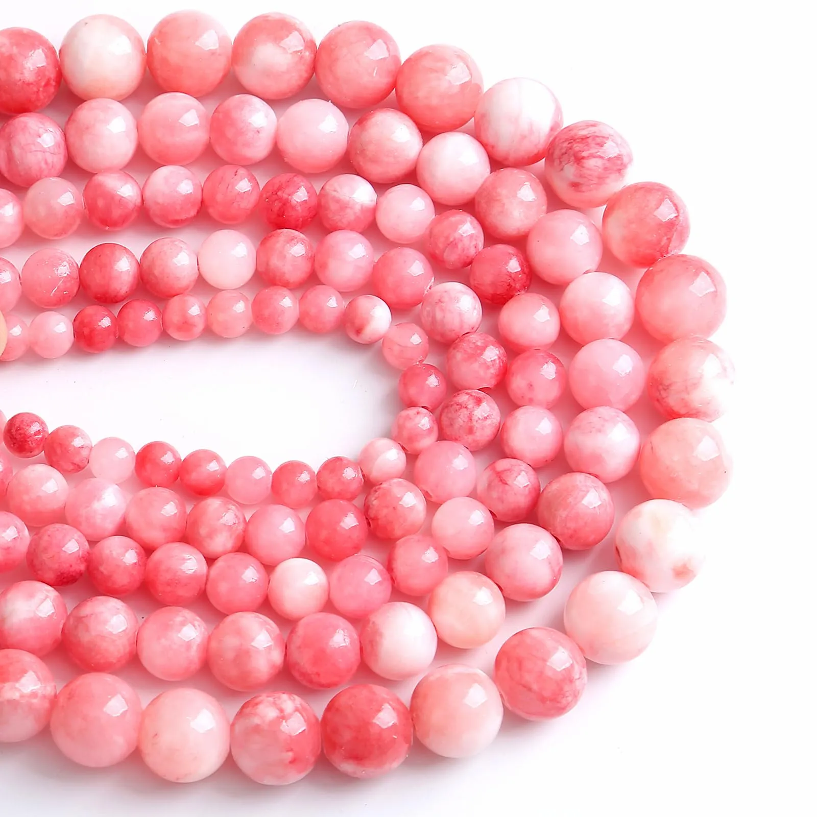 LOSKOSSLTDD1 Perline in Giada Persiana Rosa, 8mm, 90 Pezzi, 2 Fili - immagine 2