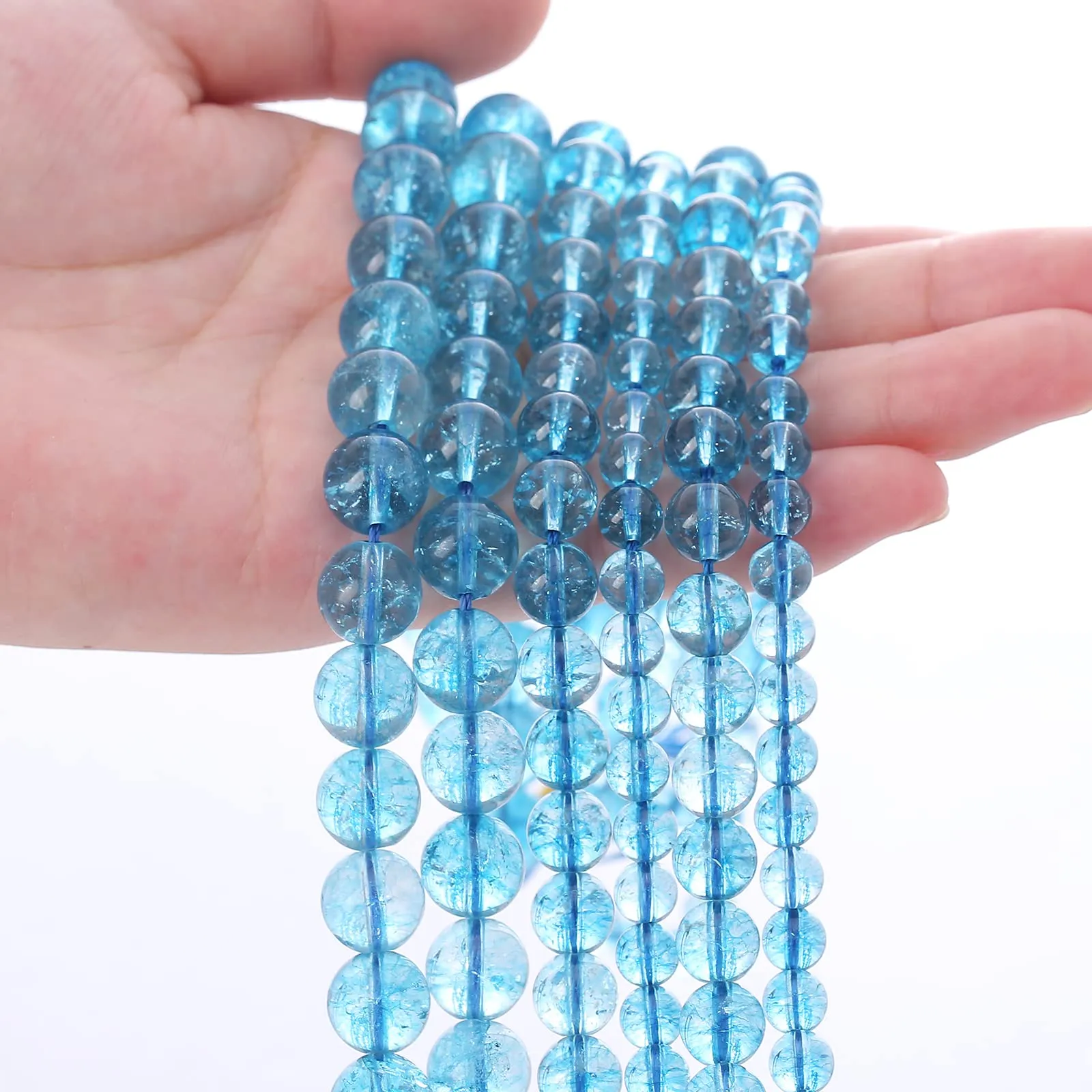 LOSKOSSLTDD1 Perline in Cristallo di Quarzo Cracklé, 8 mm, 45 pezzi, Blue Crystal - immagine 6