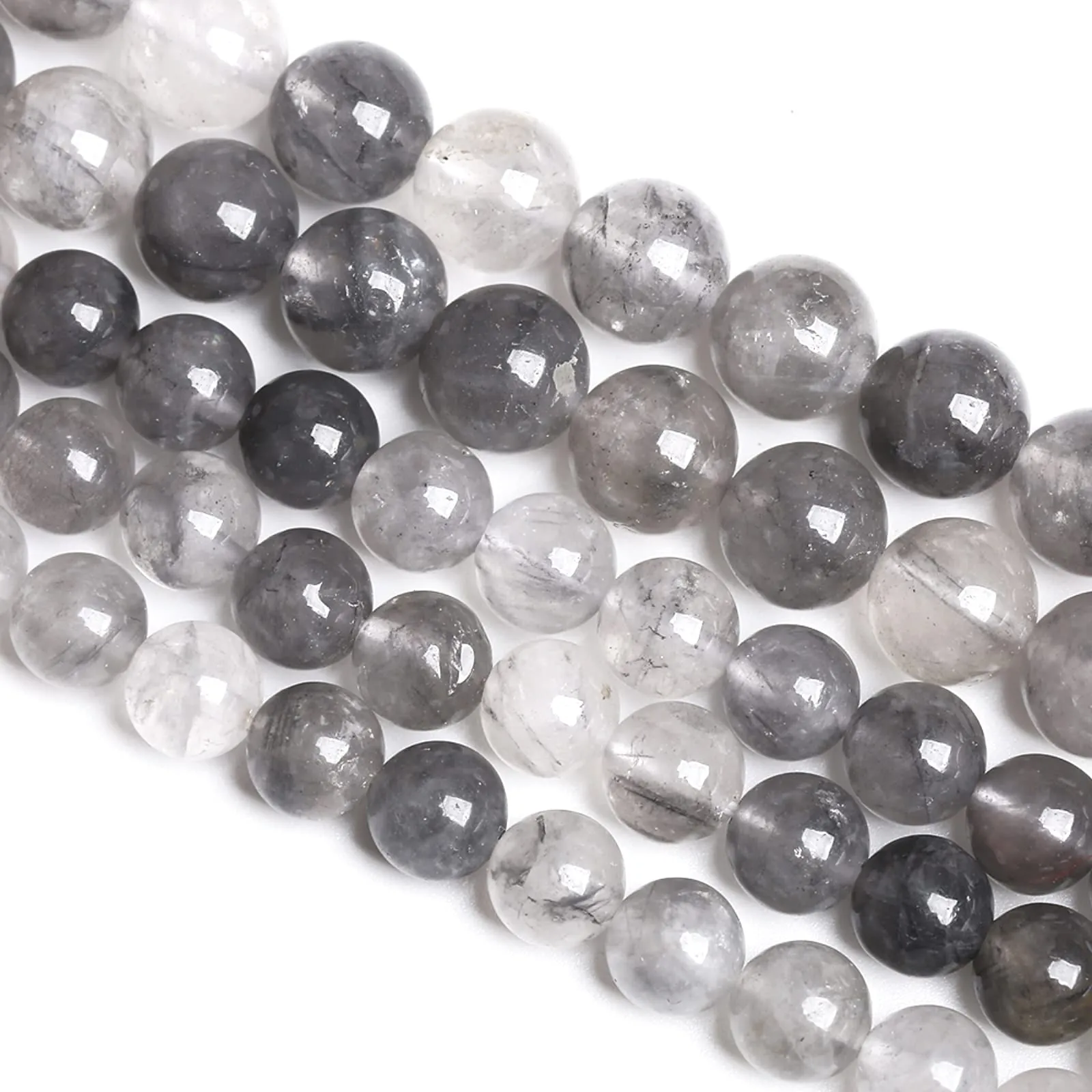 LOSKOSSLTDD1 Perle di quarzo nuvoloso in pietra naturale 12 mm, 32 pezzi - immagine 1