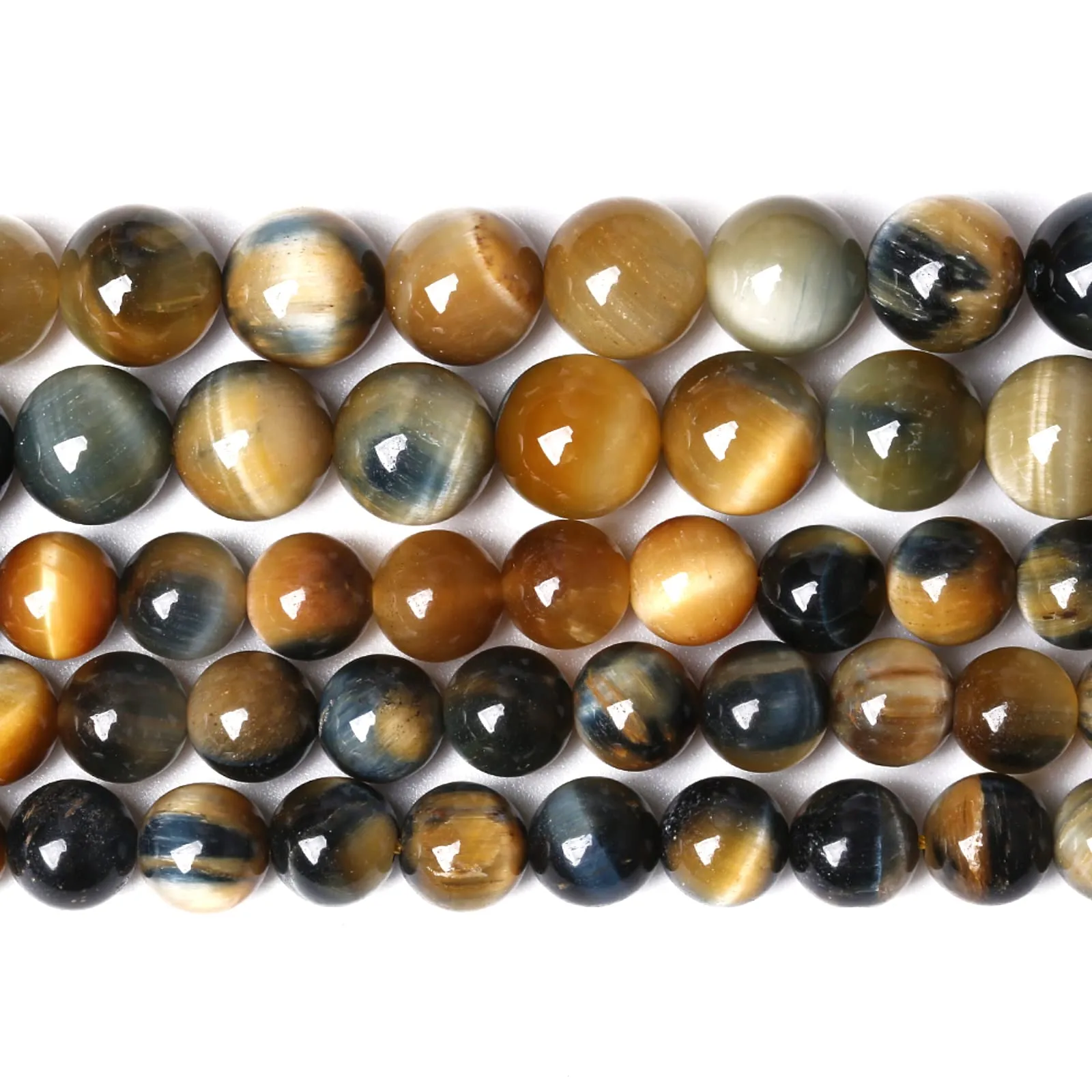 LOSKOSSLTDD1 32 Perline in Pietra Naturale Occhio di Tigre Blu, 12 mm - immagine 2