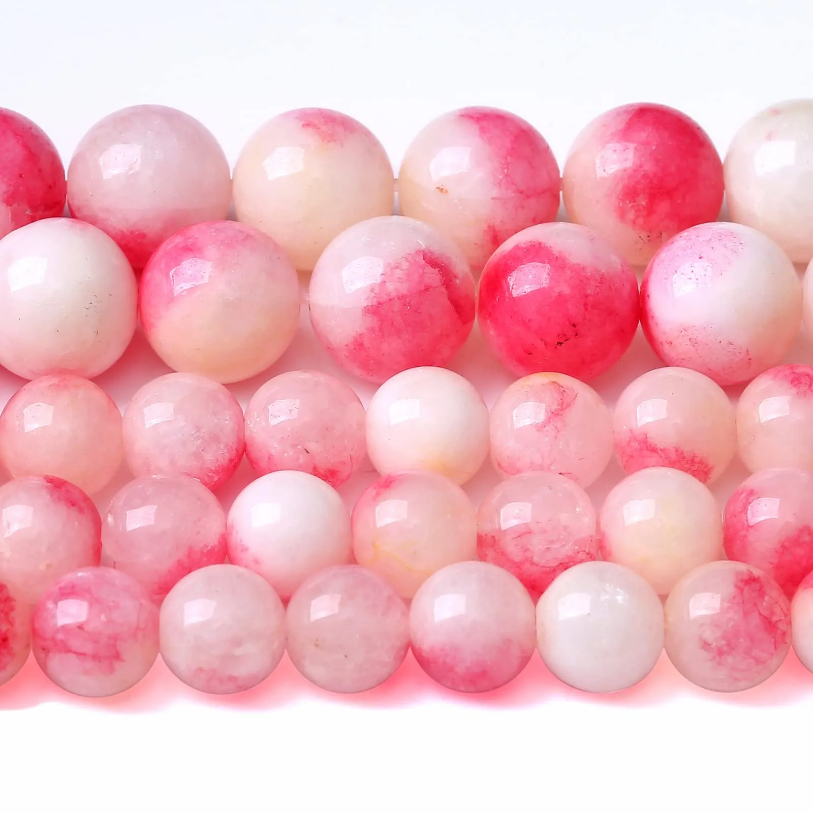 LOSKOSSLTDD1 Perline di Giada Rosa Tormalina 8mm, 2 Fili - immagine 1