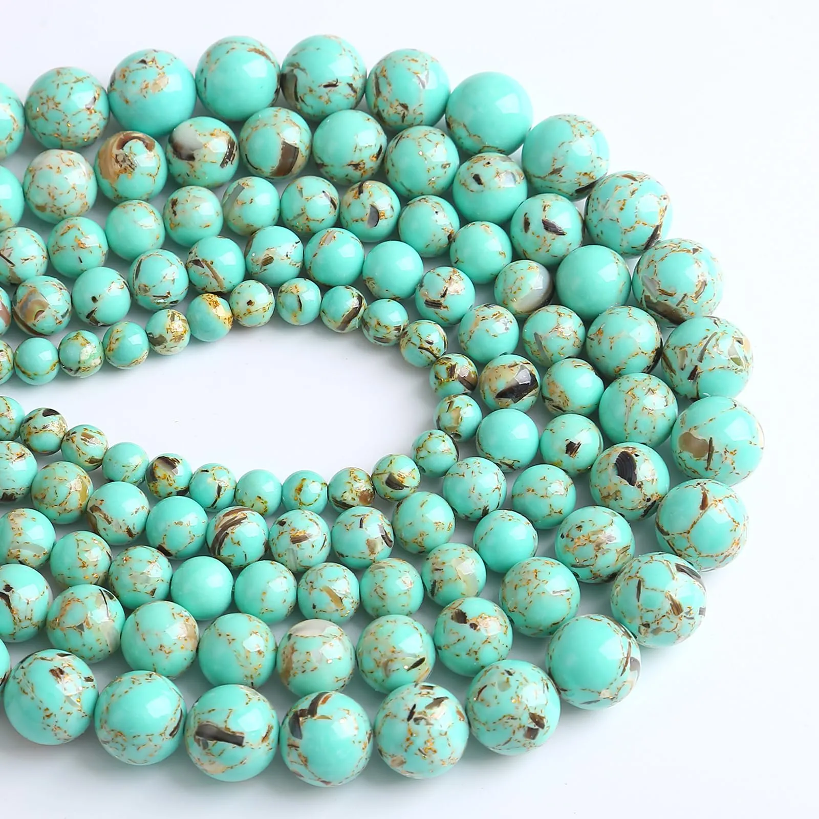 LOSKOSSLTDD1 Perline in Conchiglia Turchese Blu Pavone 6mm, 60 Pezzi - immagine 4