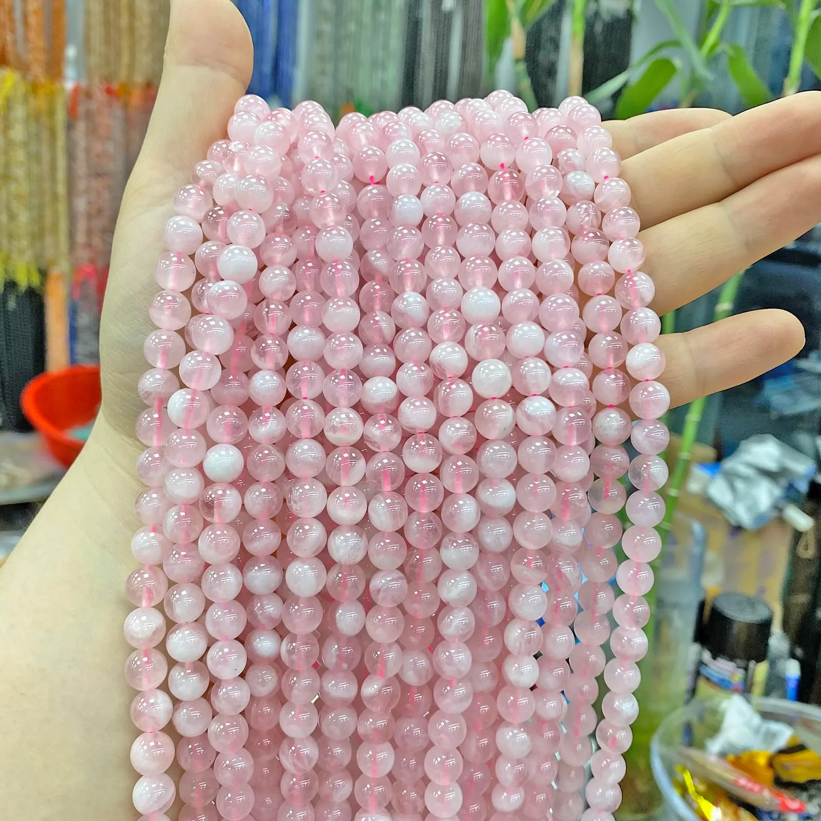 LOSKOSSLTDD1 Perline in Quarzo Rosa Naturale del Madagascar per Gioielli Fai da Te, 10 mm, 38 Pezzi - immagine 5