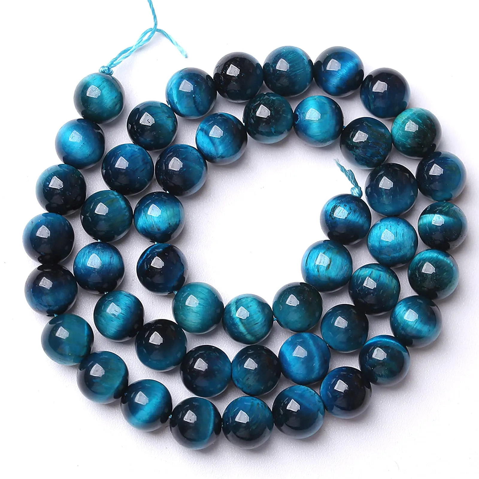 LOSKOSSLTDD1 Perline in Occhio di Tigre Blu, Pietra Naturale, 10 mm, 75 Pezzi (2 Fili) - immagine 4
