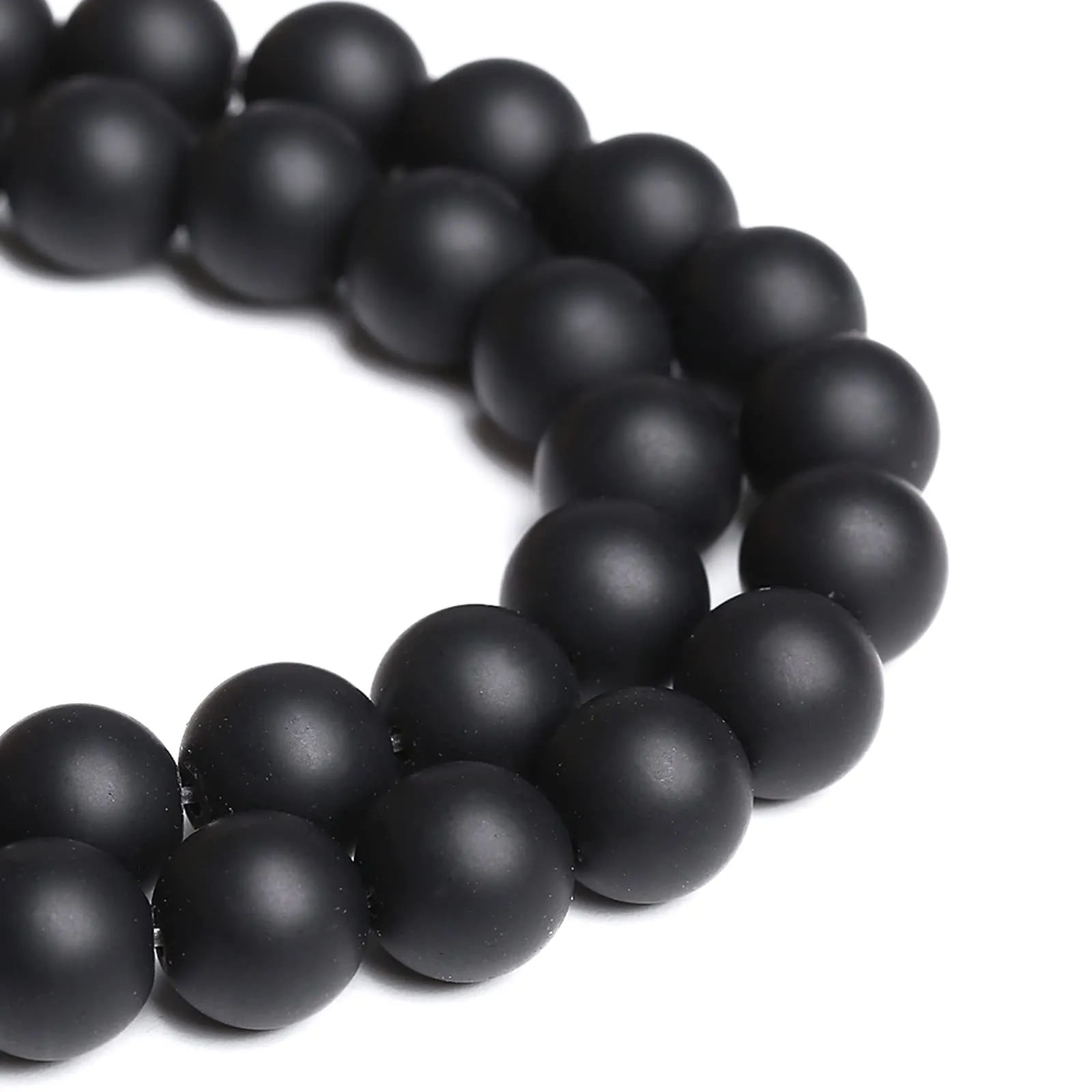 LOSKOSSLTDD1 32 Perline in Agata Nera Opaca, 12 mm - immagine 3