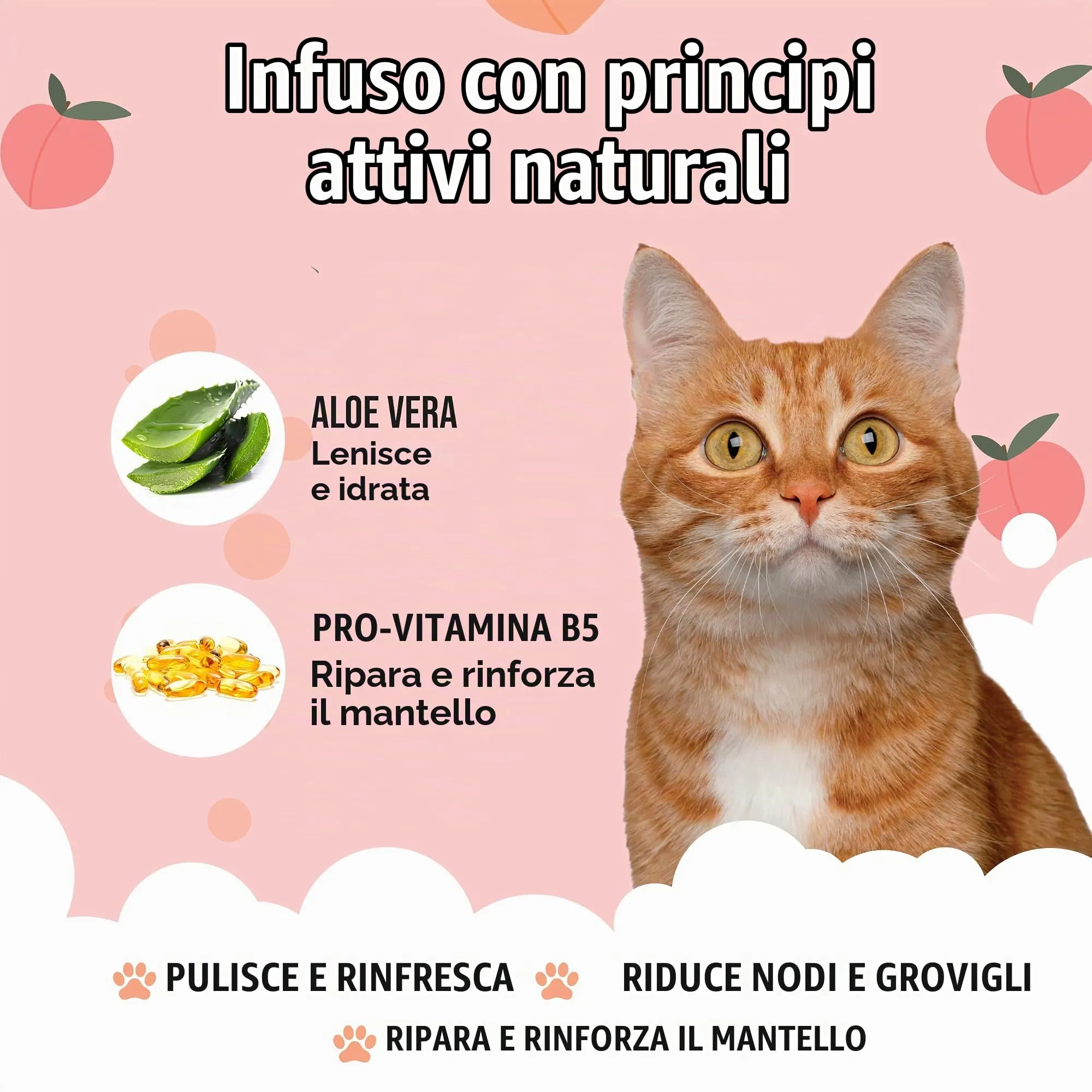 Buddycare Peach Cat Shampoo with Aloe Vera and Vitamin B5, 500 ml - immagine 3