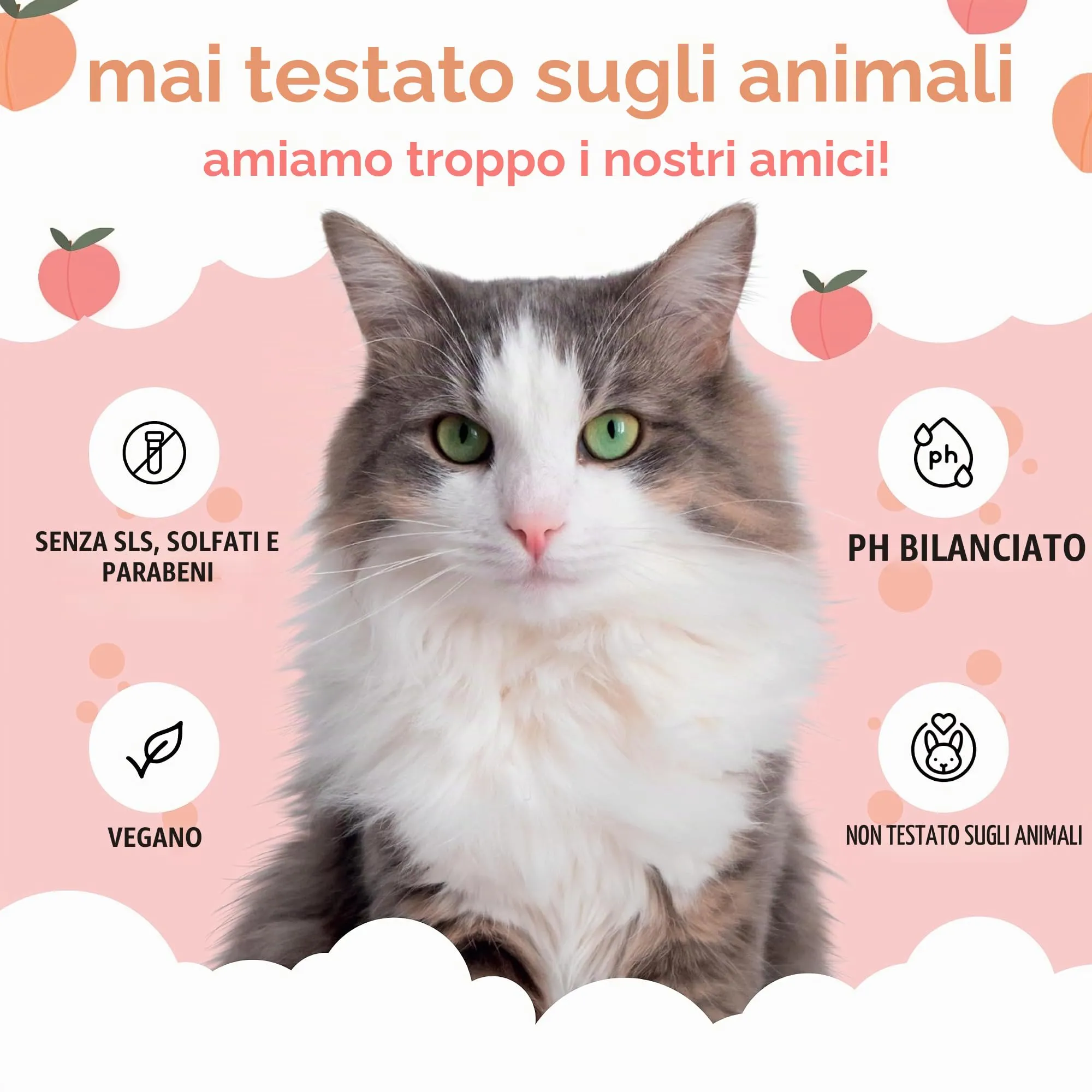 Buddycare Peach Cat Shampoo with Aloe Vera and Vitamin B5, 500 ml - immagine 5
