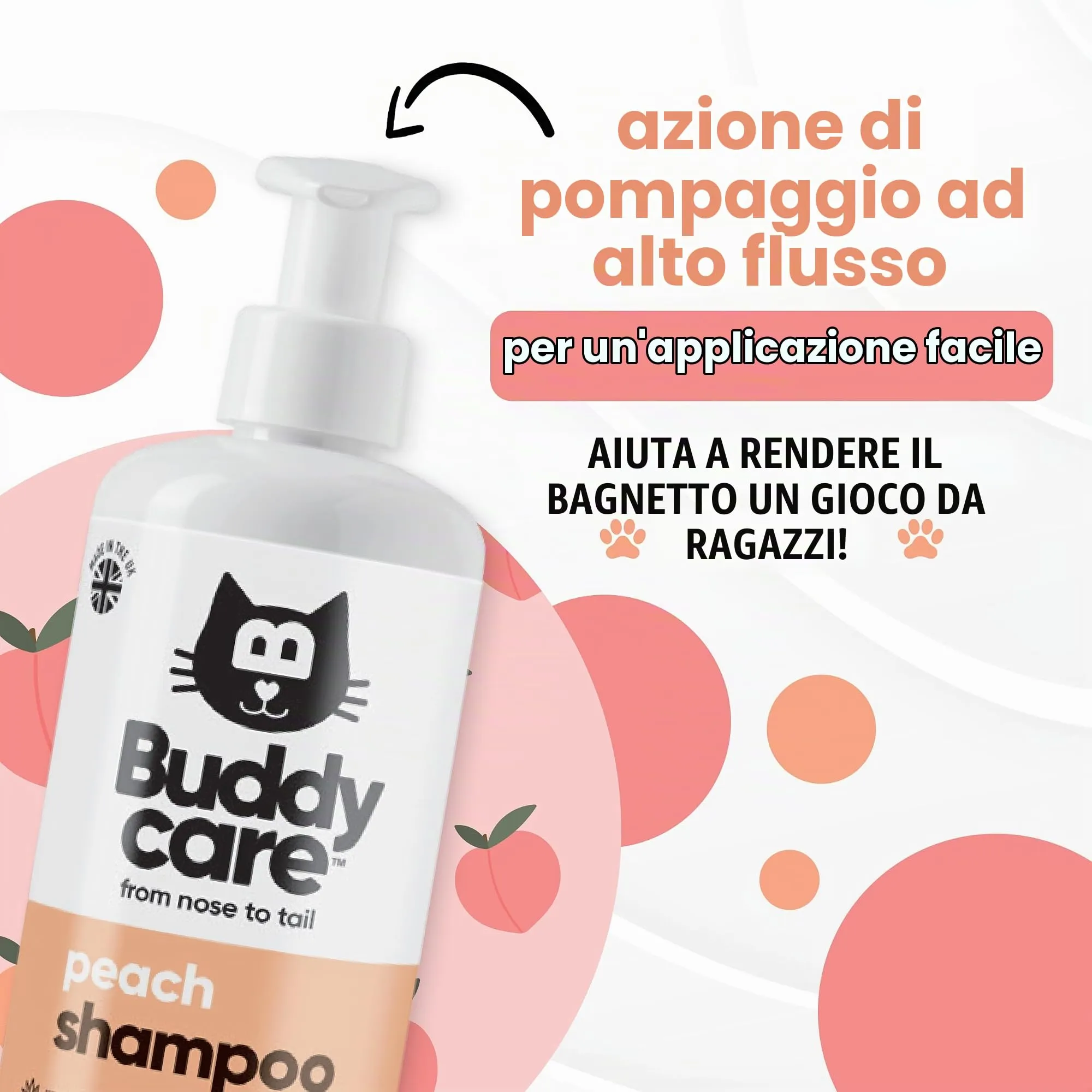 Buddycare Peach Cat Shampoo with Aloe Vera and Vitamin B5, 500 ml - immagine 6