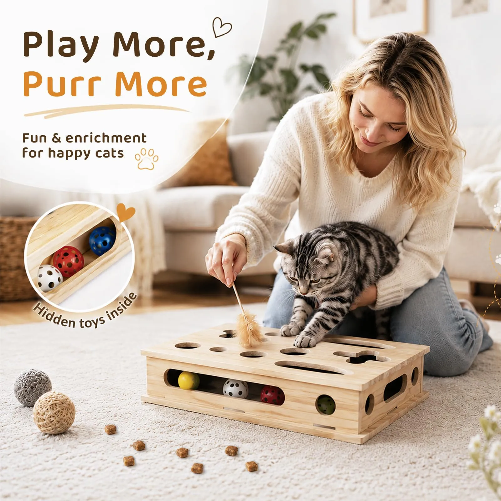 ZoneYan Scatola Tiragraffi 2 in 1 in Legno per Gatti - immagine 4