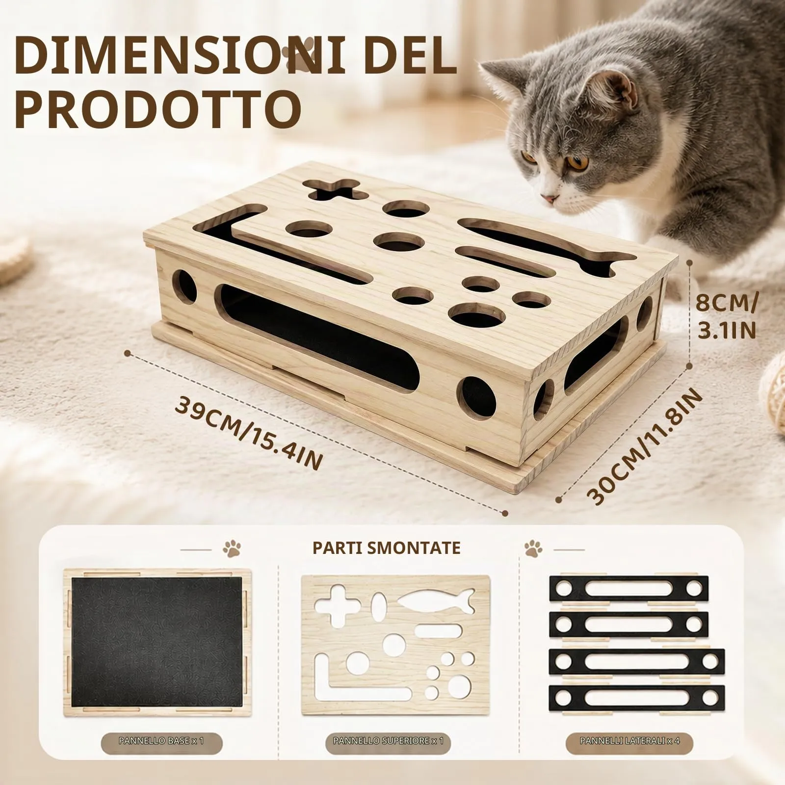 ZoneYan Scatola Tiragraffi 2 in 1 in Legno per Gatti - immagine 6