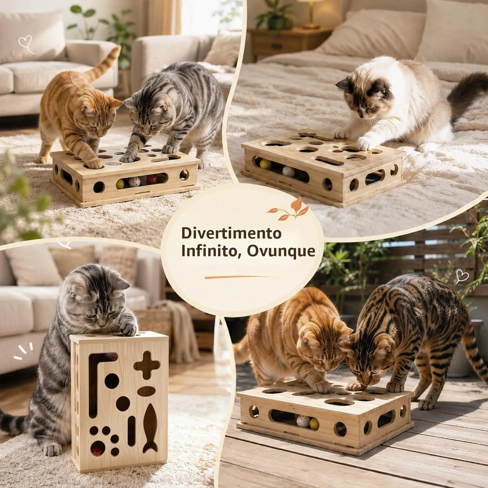 ZoneYan Scatola Tiragraffi 2 in 1 in Legno per Gatti - immagine 7