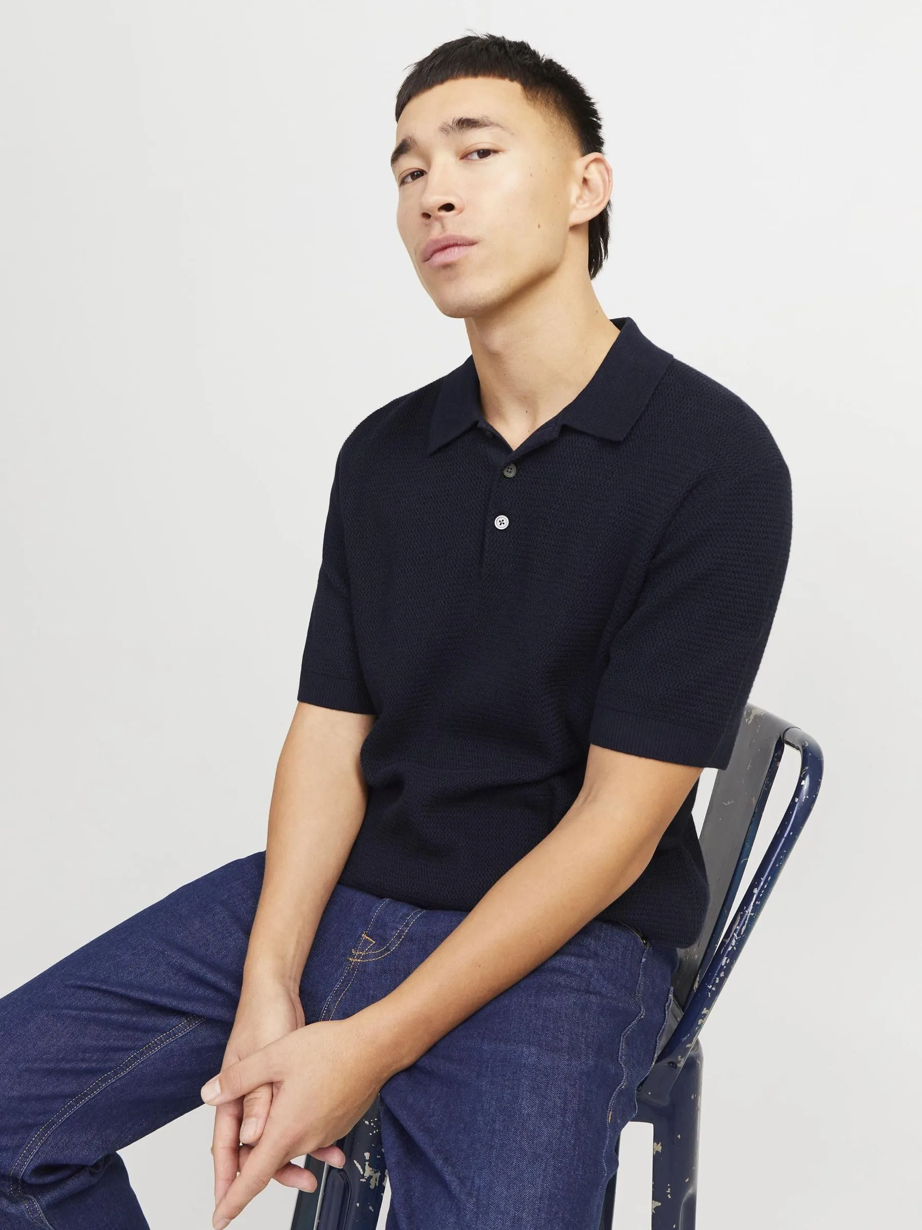 Jack & Jones Jprcccooper Knit SS Polo Shirt, Cielo Notturno, S - immagine 7