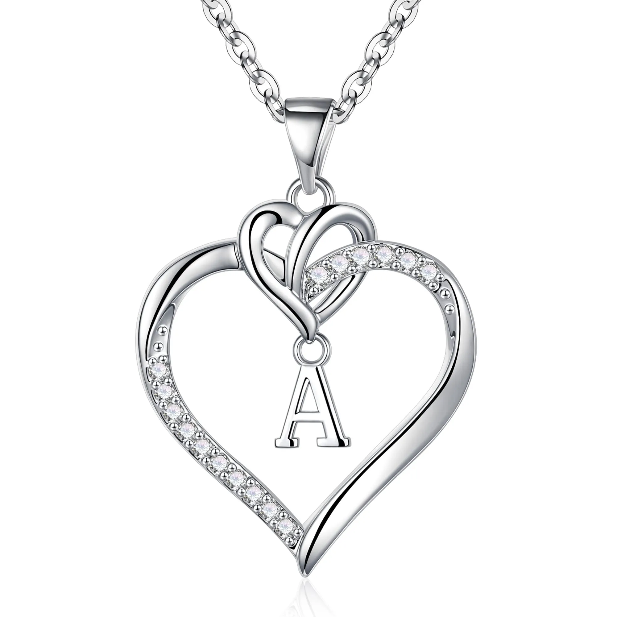 TINGN Collana con Lettera X e Cuore per Donna, Catena in Argento e Zirconi Placcati in Oro 14K - immagine 1