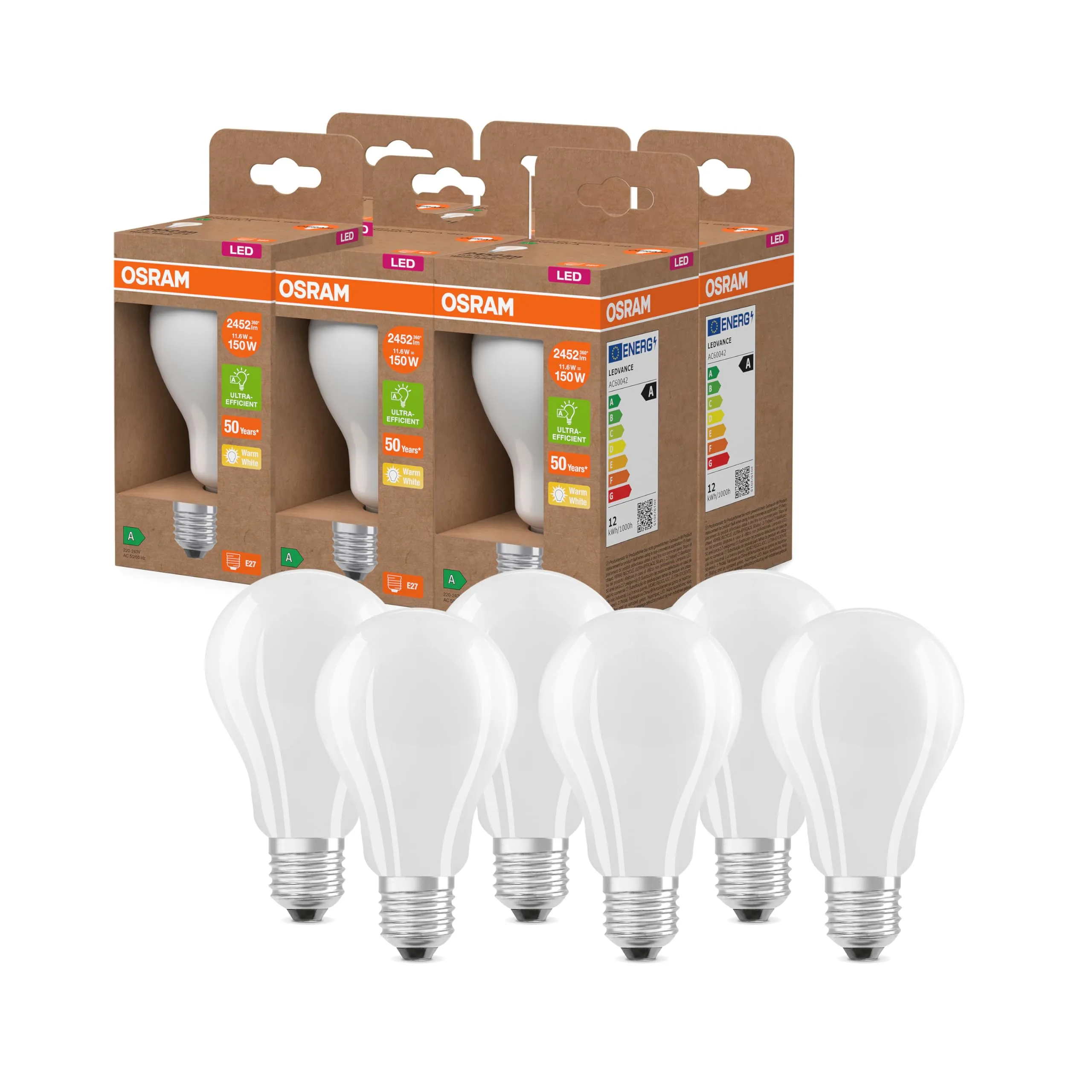 OSRAM Lampada LED Mini Candela E14, 1.2W, 255lm, 2700K Bianco Caldo, Confezione da 6 - immagine 1