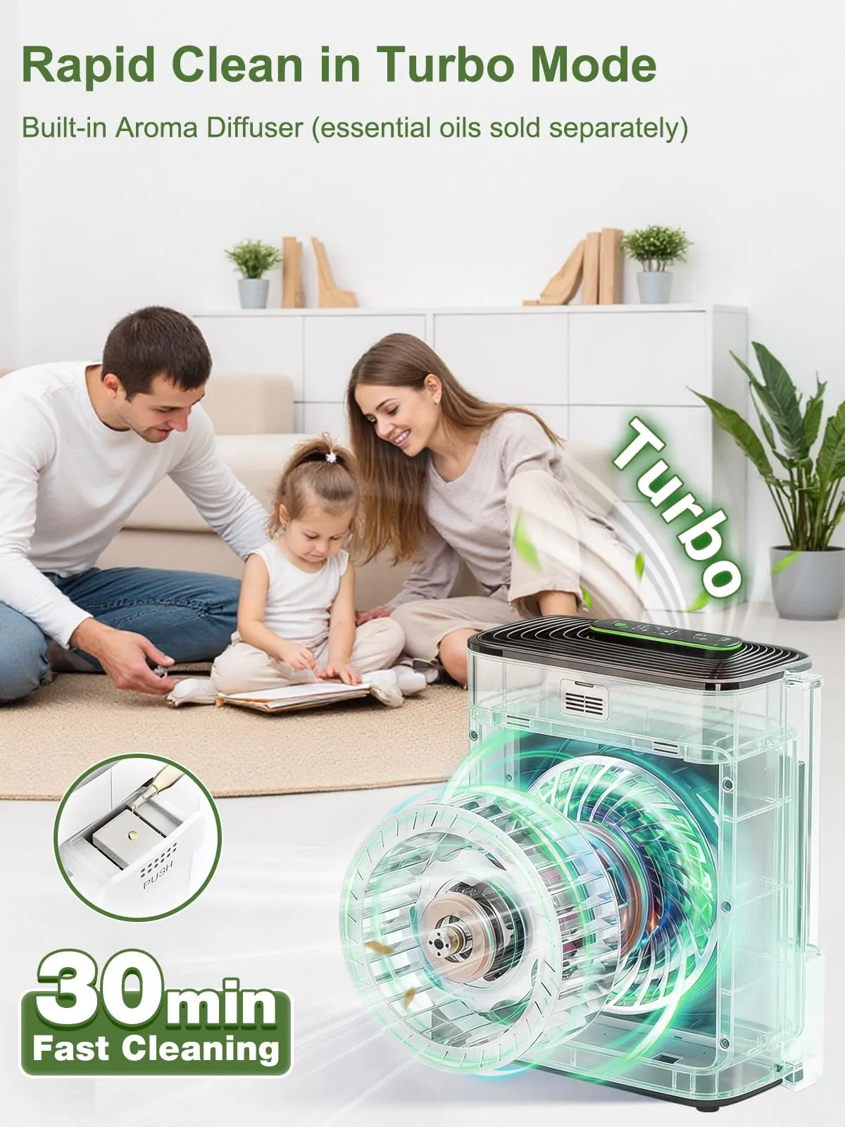 KNKA Purificatore d'Aria APH3000 Filtro HEPA Sensore Intelligente fino a 80m², White - immagine 4