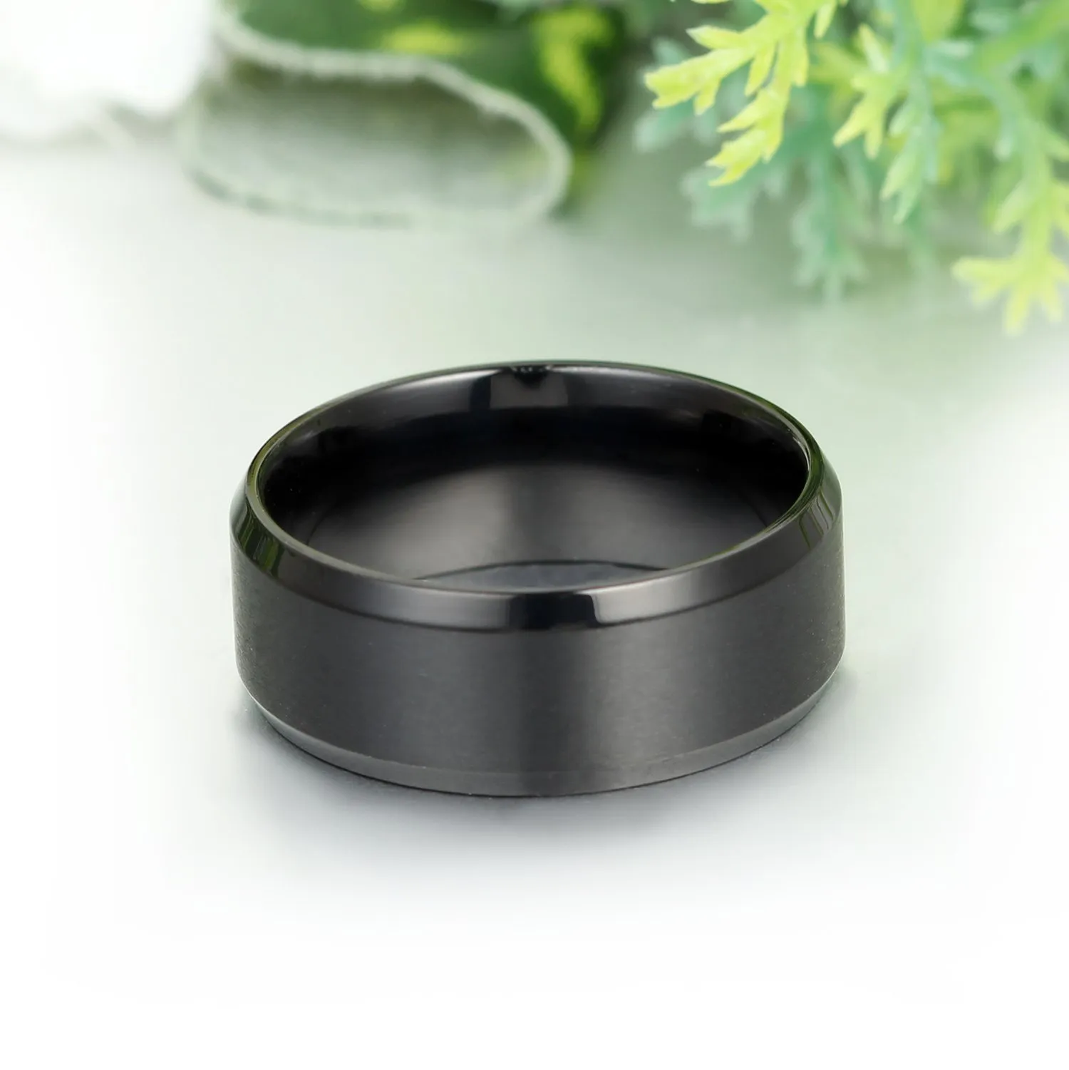 JewelryWe Anello Unisex 8mm in Acciaio Inossidabile Nero, Stile Minimalista, Dimensione 32 - immagine 4