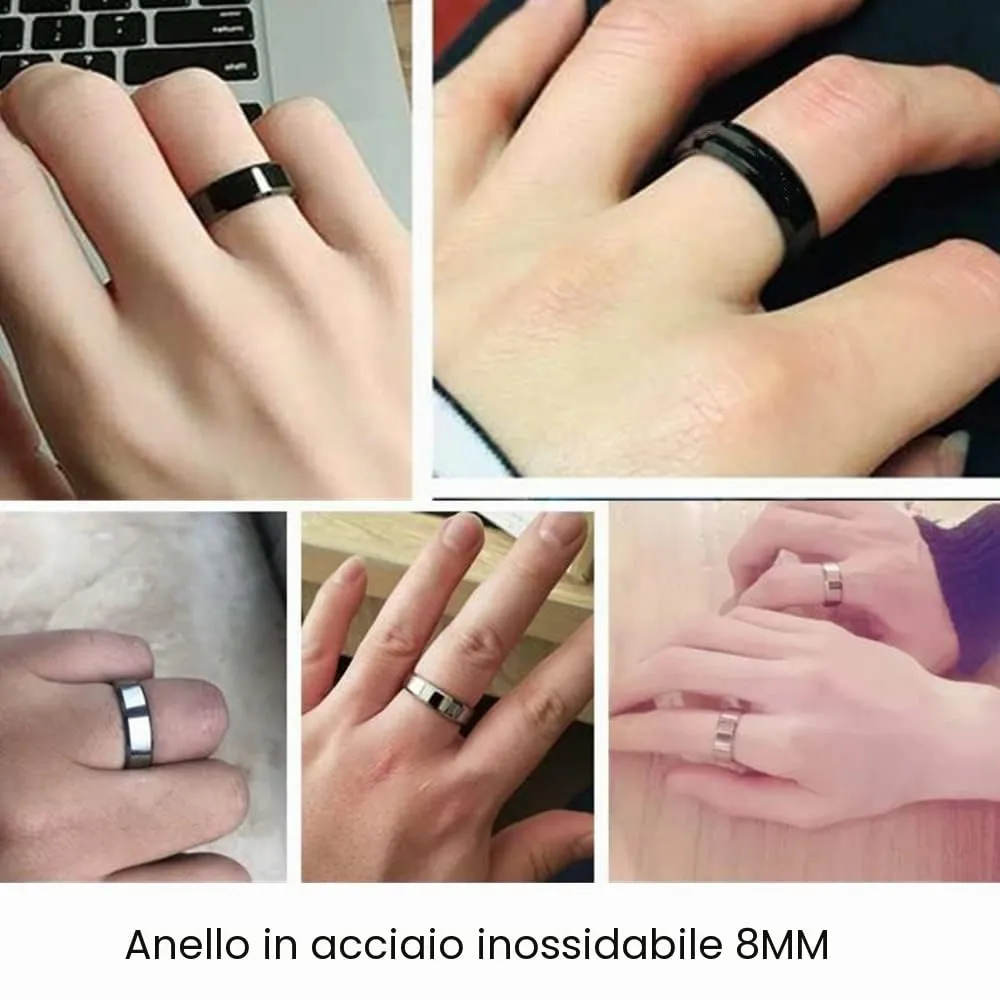 JewelryWe Anello Unisex 8mm in Acciaio Inossidabile Colore Argento, Dimensione 32 - immagine 6