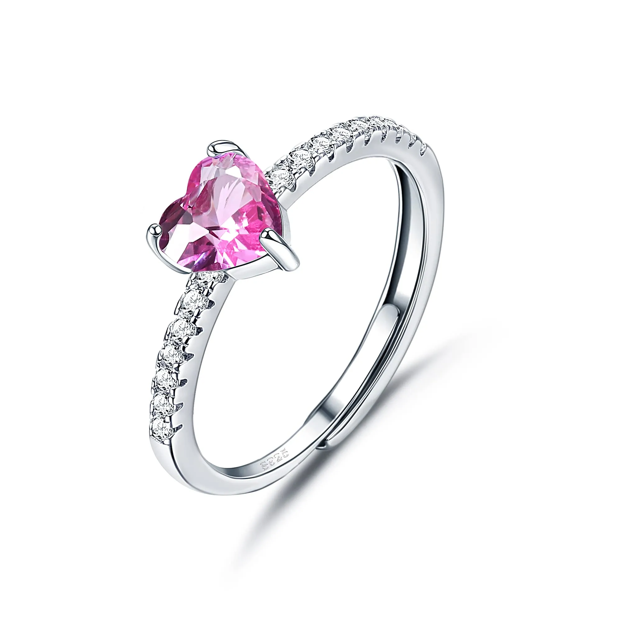 JeweBella Anello Cuore in Argento 925 Regolabile con Zirconia Cubica per Donna - immagine 1