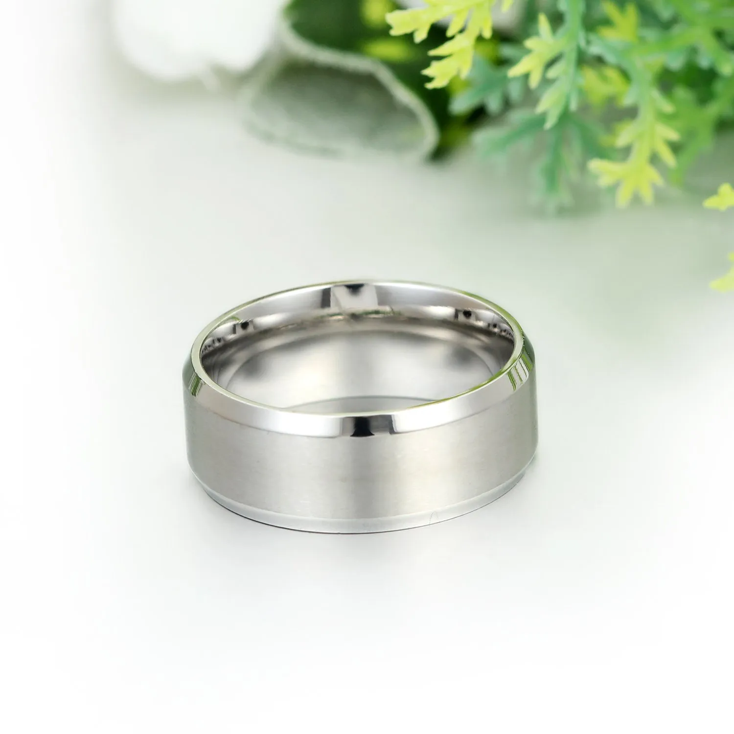 JewelryWe Anello Unisex 8mm in Acciaio Inossidabile Colore Argento, Dimensione 27 - immagine 4