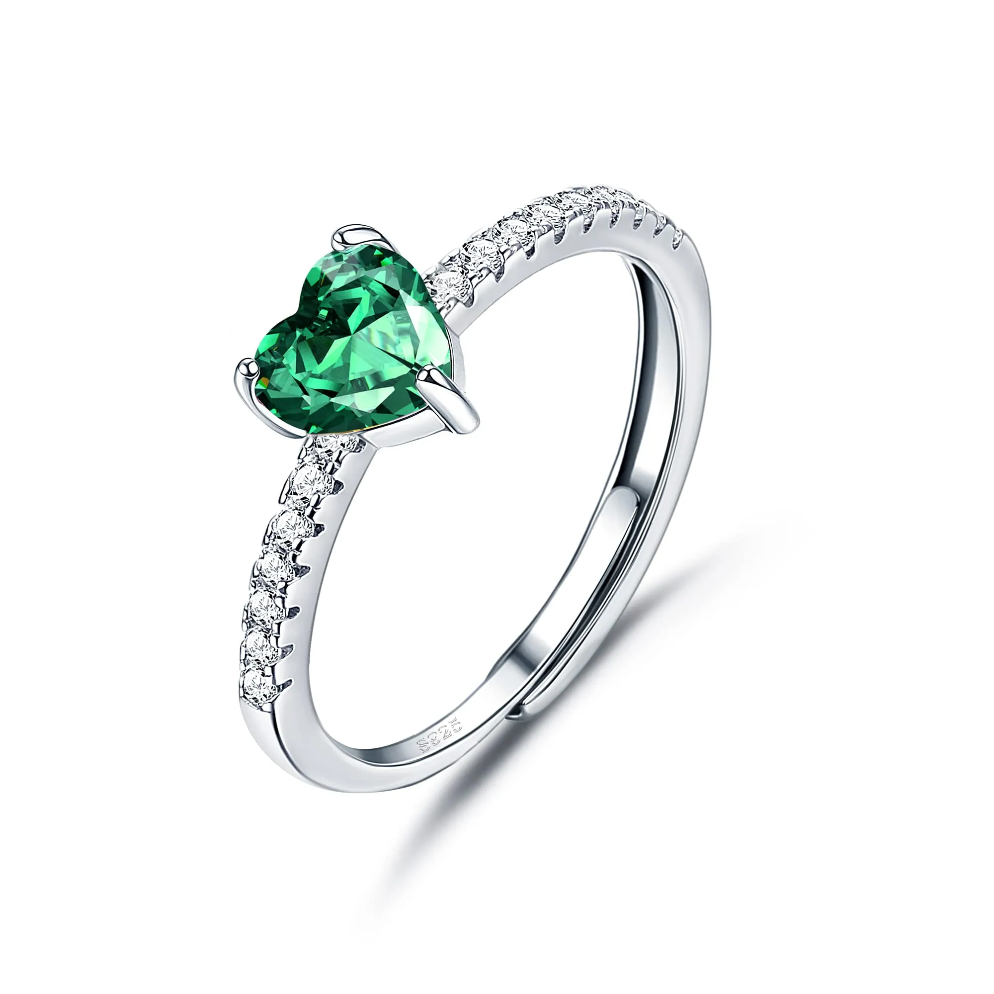 JeweBella Anello Cuore in Argento 925 Regolabile con Zirconia Cubica - immagine 1