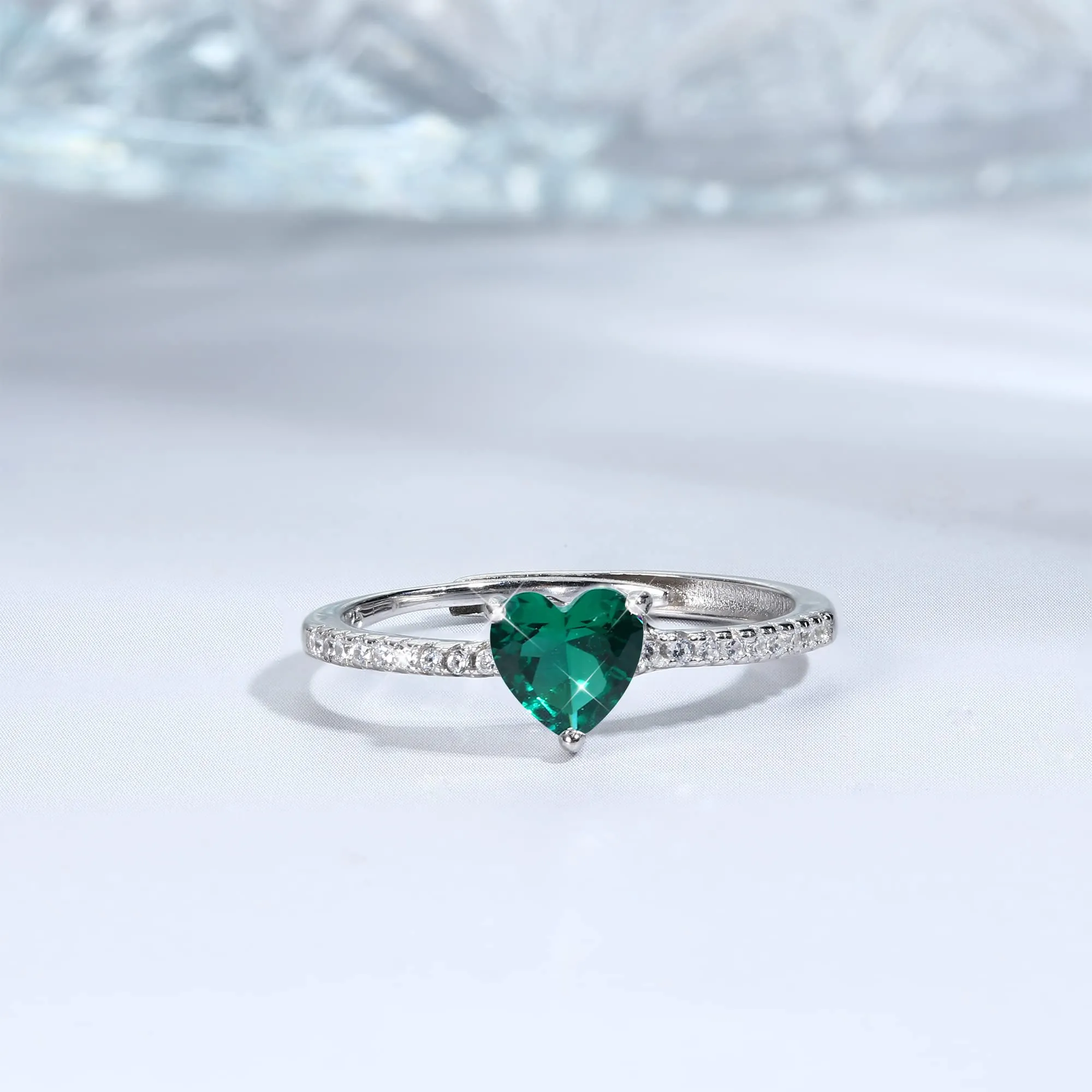 JeweBella Anello Cuore in Argento 925 Regolabile con Zirconia Cubica - immagine 8