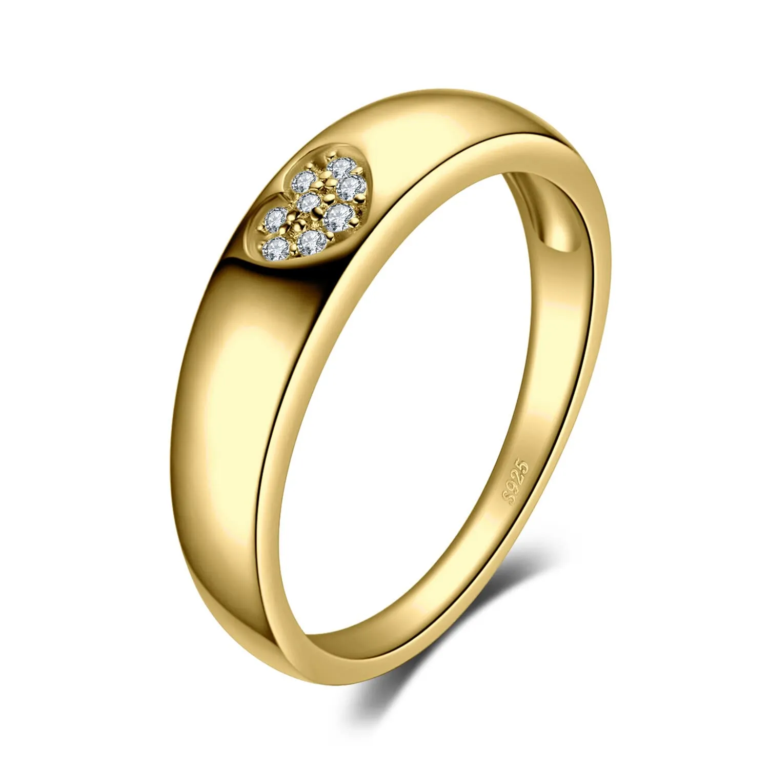 JewelryPalace Cuore Anello Donna in Argento 925 con Zirconi, Oro, Taglia 13 - immagine 1