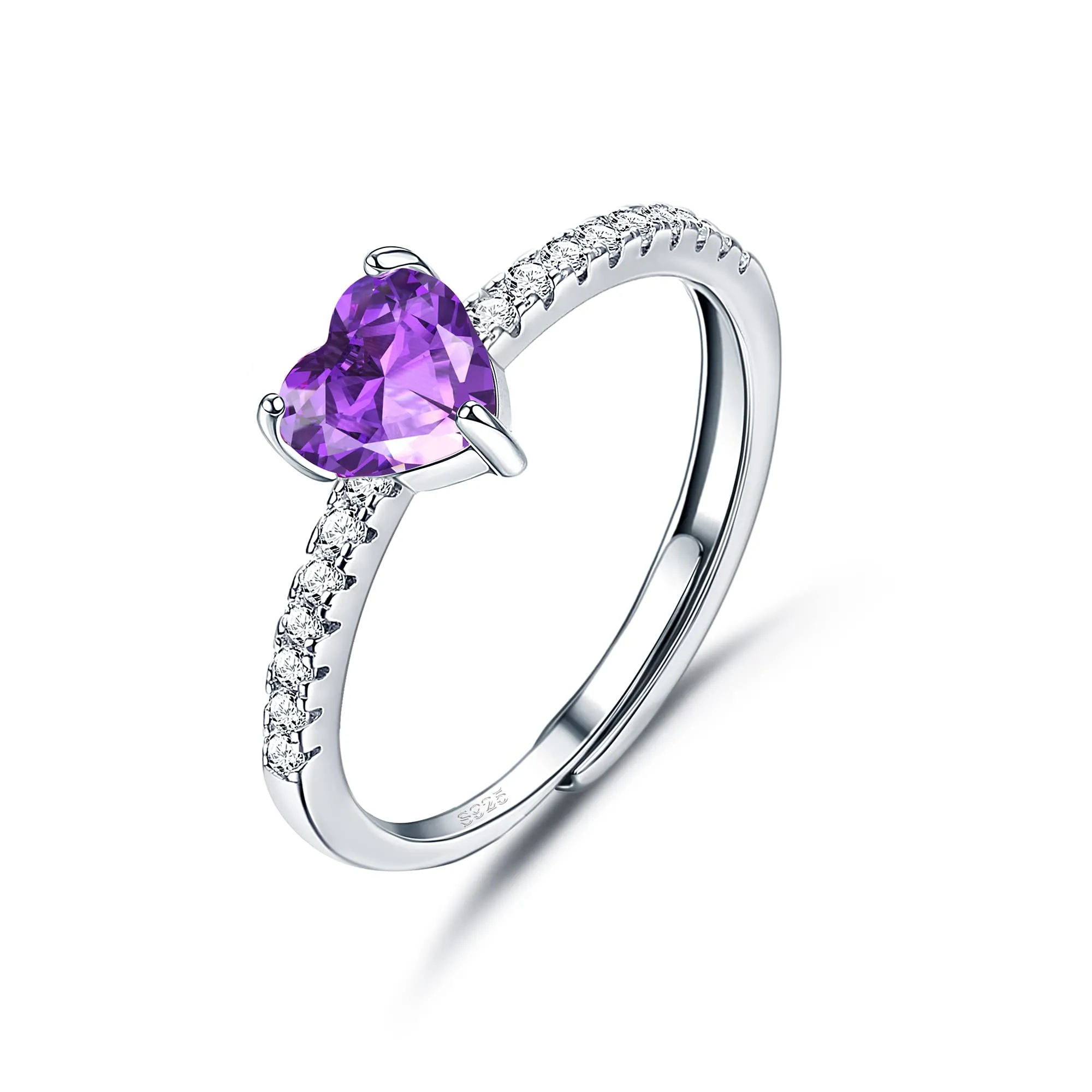 JeweBella Anello Cuore Argento 925 Regolabile con Zirconia Cubica per Donna - immagine 1
