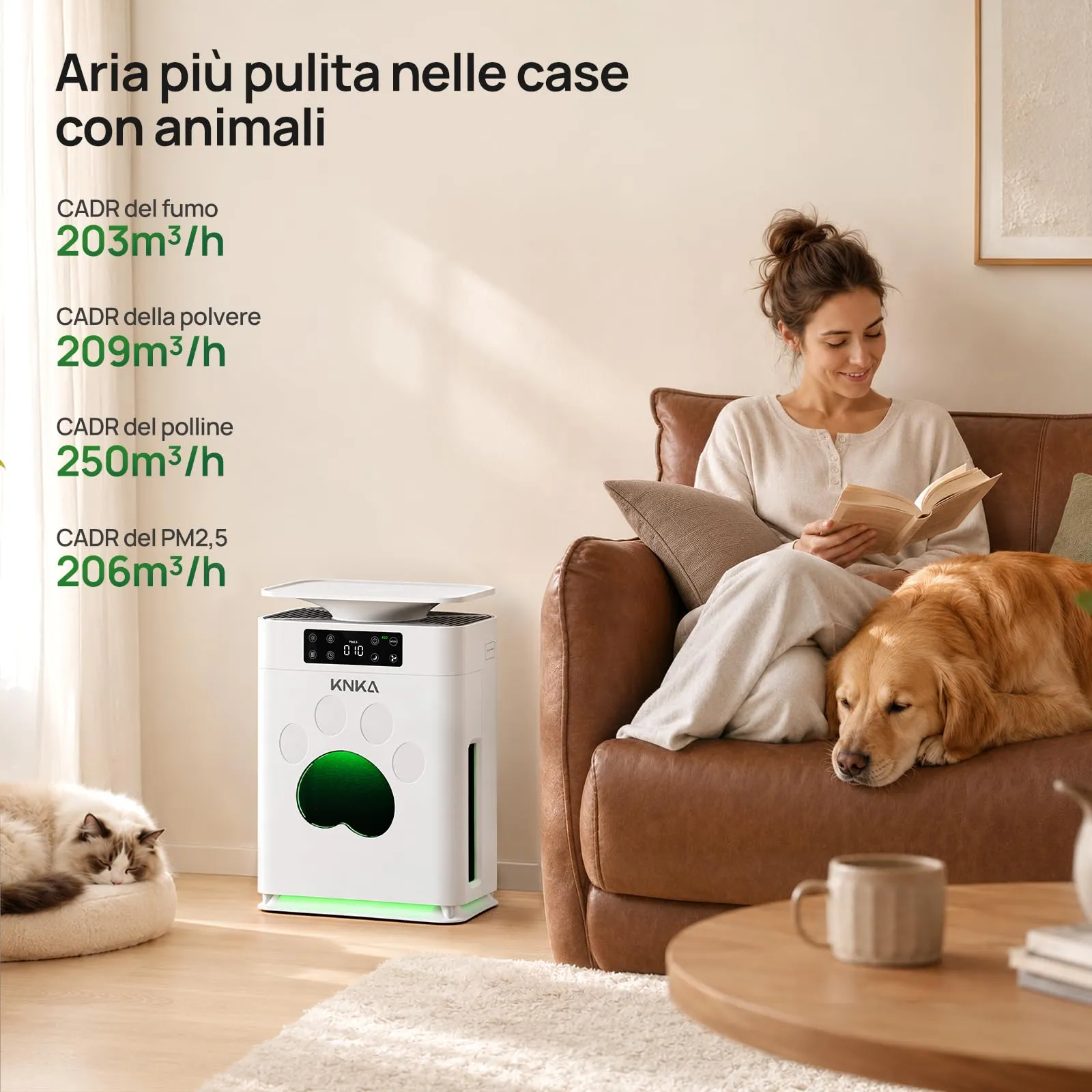 KNKA APH2500P PetAir Purificatore d'Aria per Peli di Animali, fino a 52 m² - immagine 2