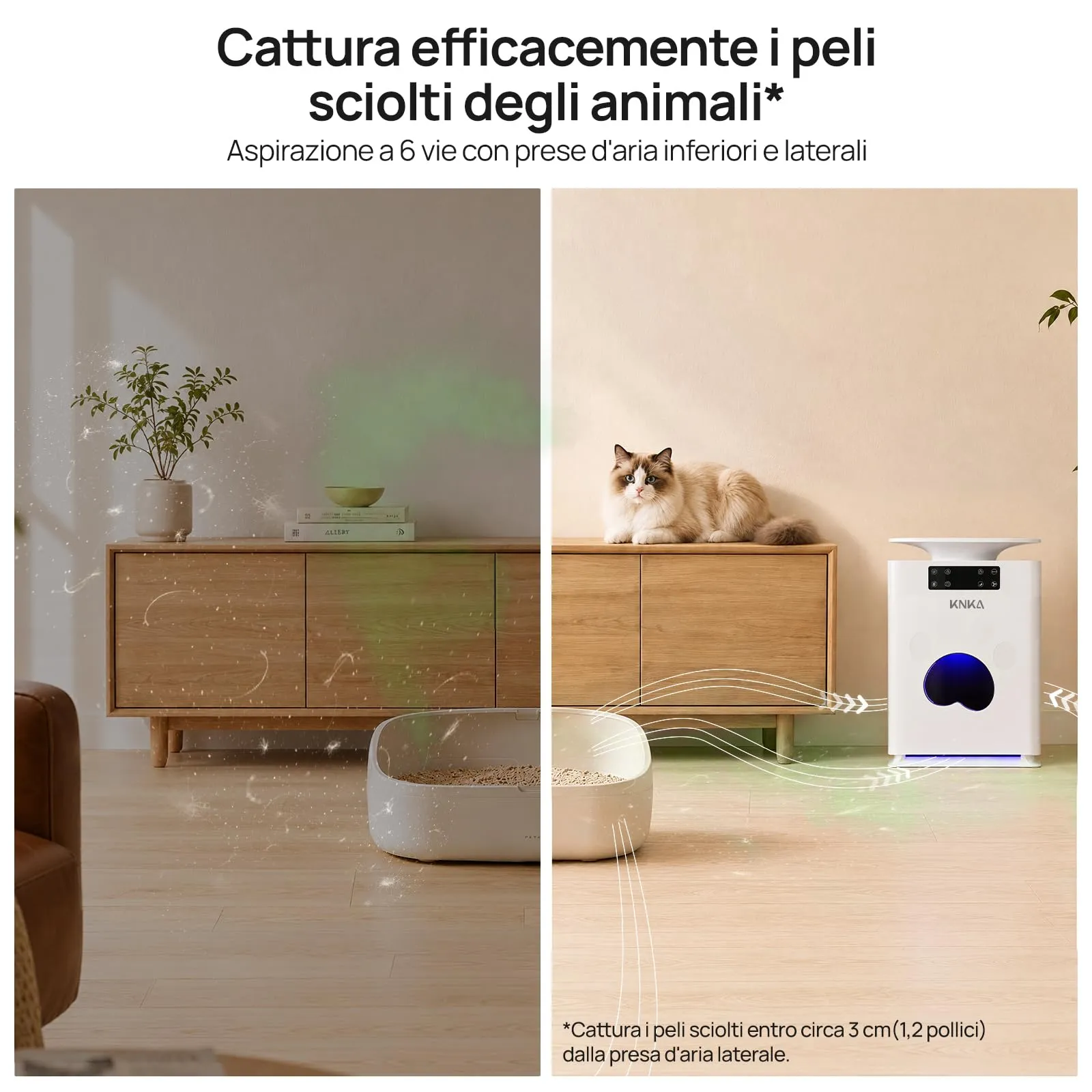 KNKA APH2500P PetAir Purificatore d'Aria per Peli di Animali, fino a 52 m² - immagine 3