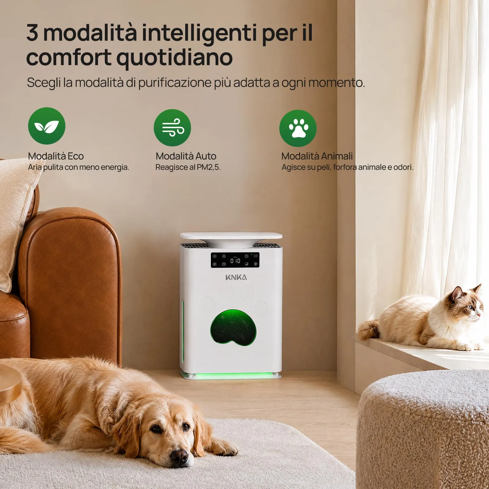 KNKA APH2500P PetAir Purificatore d'Aria per Peli di Animali, fino a 52 m² - immagine 7