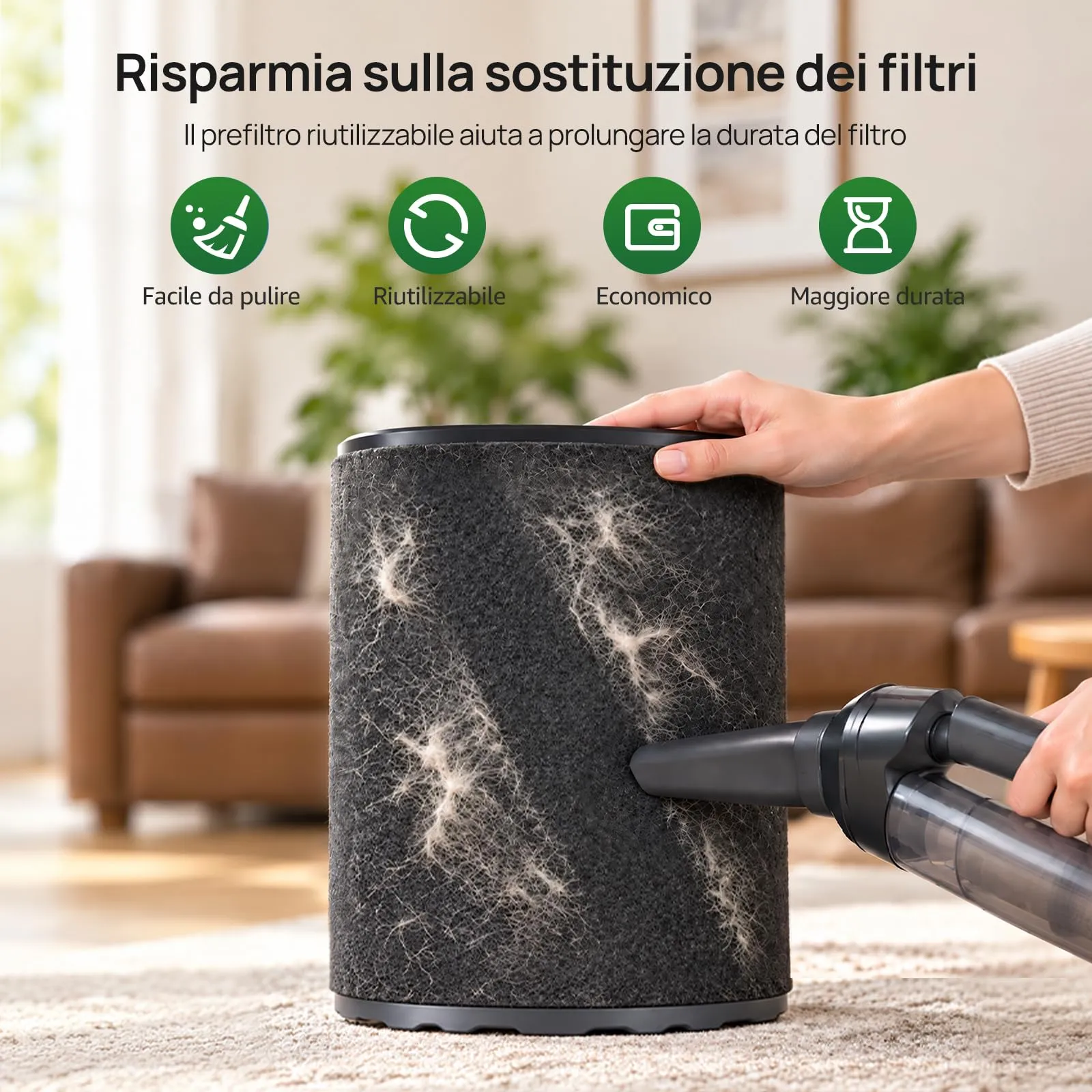 KNKA APH2500P PetAir Purificatore d'Aria per Peli di Animali, fino a 52 m² - immagine 9