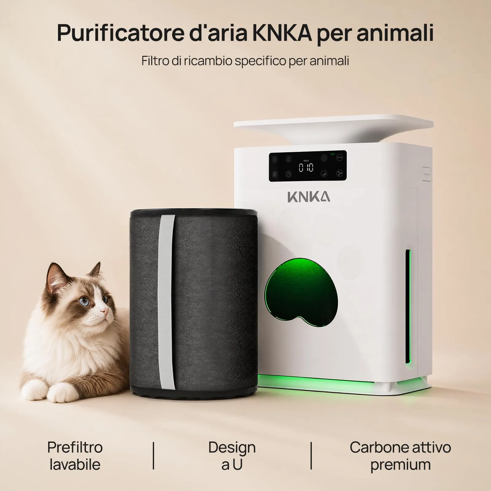 KNKA APH2500P PetAir Purificatore d'Aria per Peli di Animali, fino a 52 m² - immagine 11